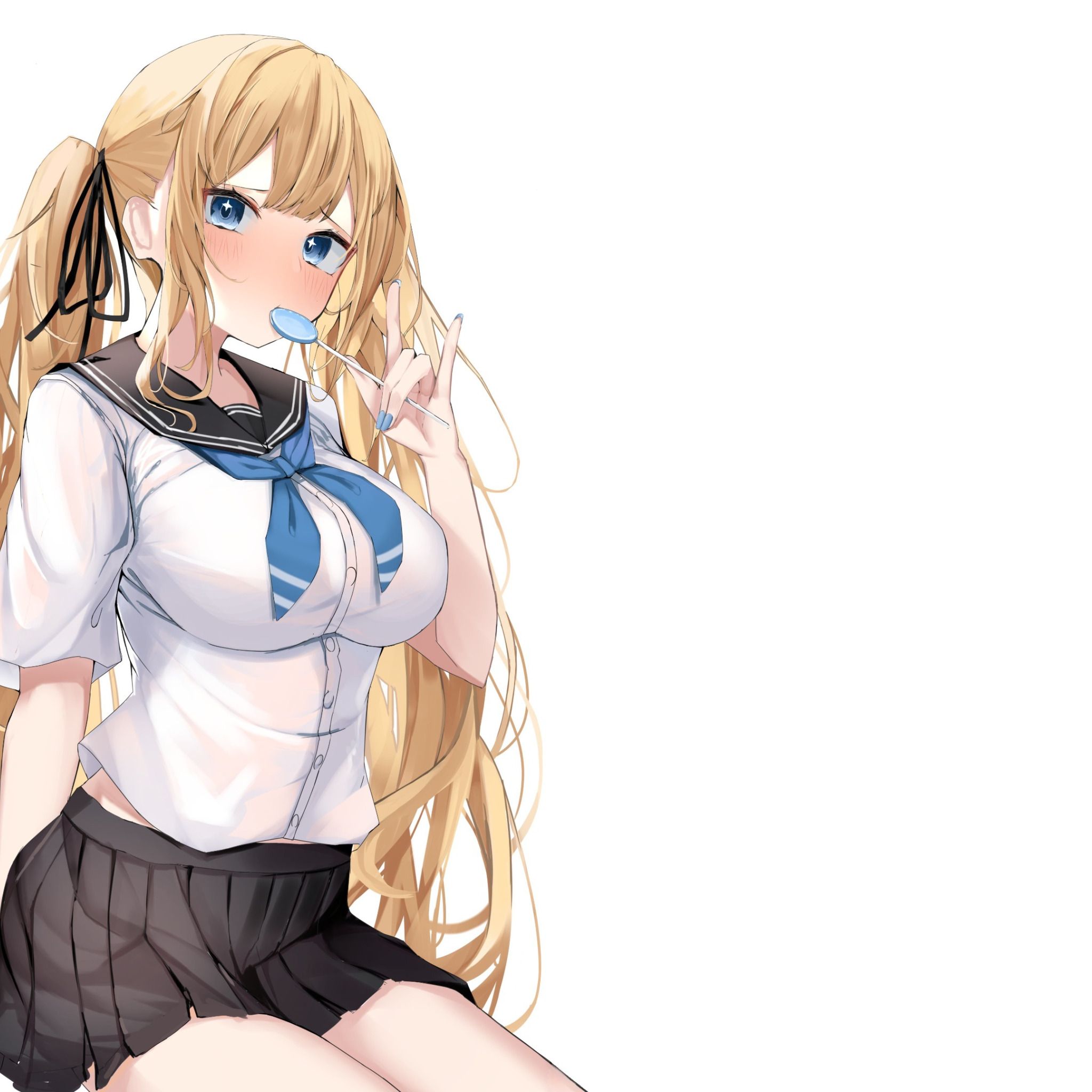 Скачать обои sexy, Anime, boobs, pretty, skirt, uniform, school girl,  раздел сэйнэн в разрешении 2048x2048