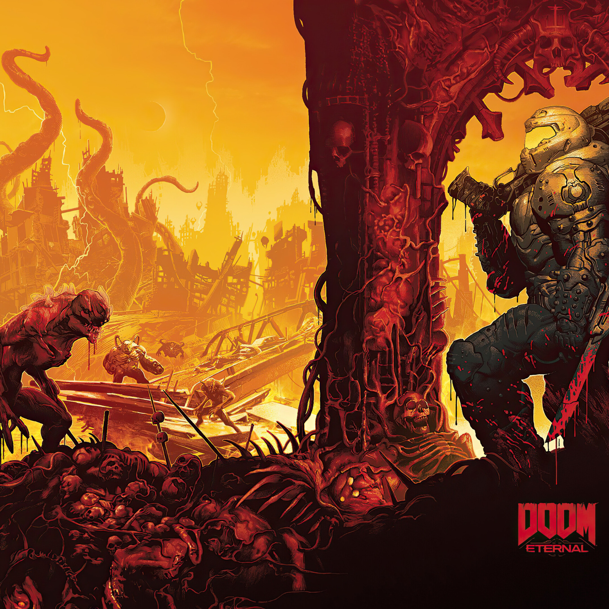 Doom eternal them. Doom the only thing. Обложка в стиле Doom. Обои дум Этернал. Doom Eternal.