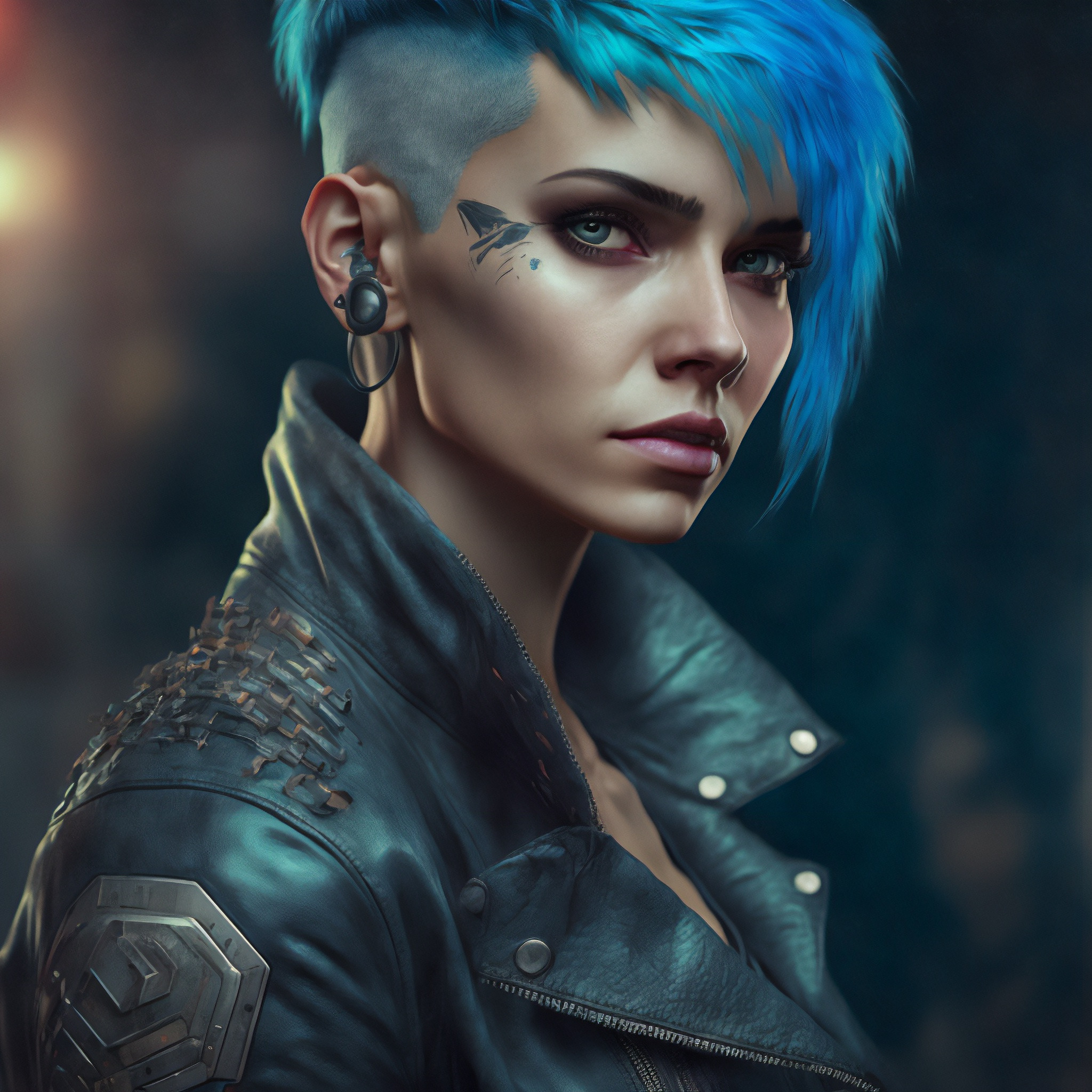 Cyberpunk girl hair