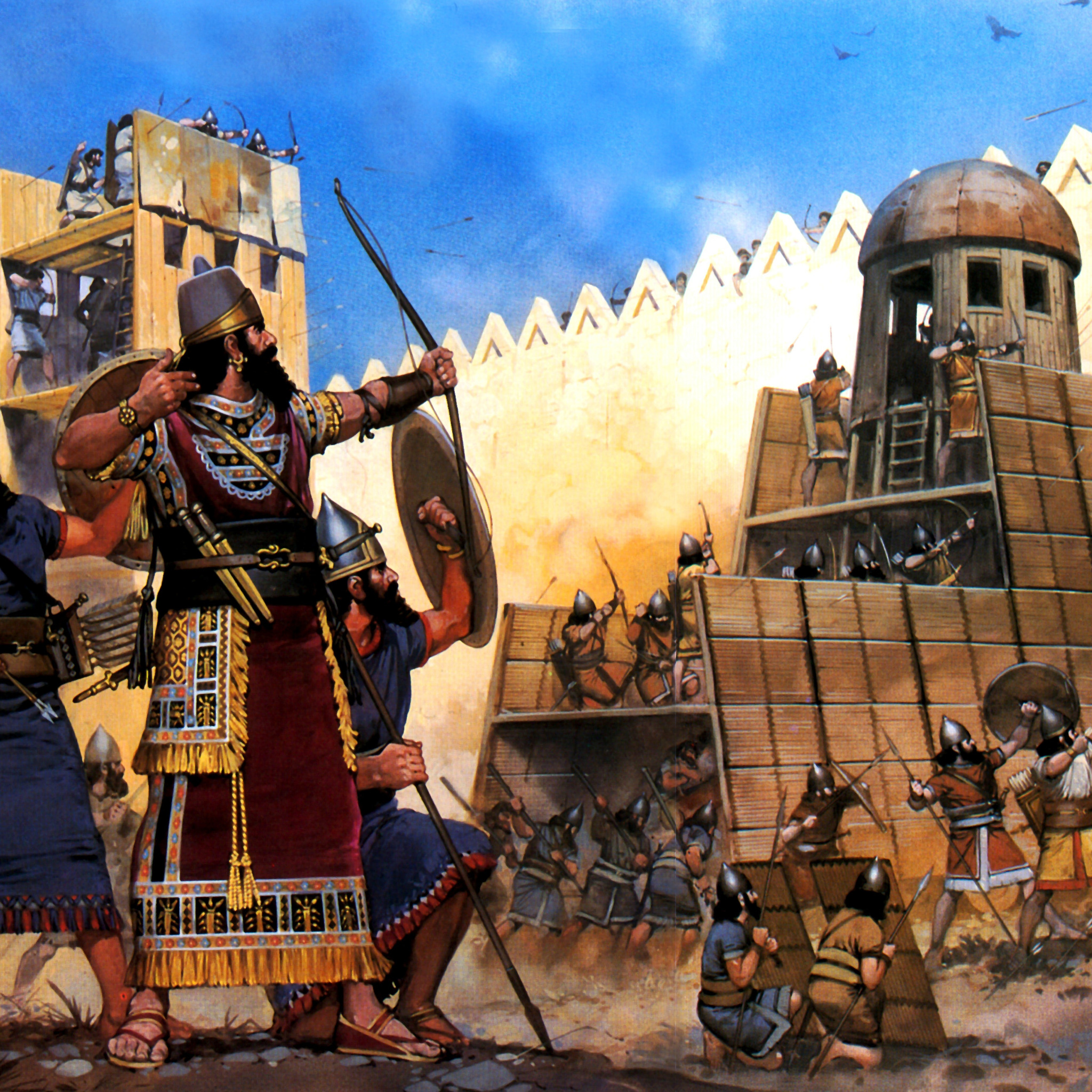 Захваты персов. Ассирийские войска. Войны Ассирии. Ассирийская башня. Осадные башни ассирийцев в древности.