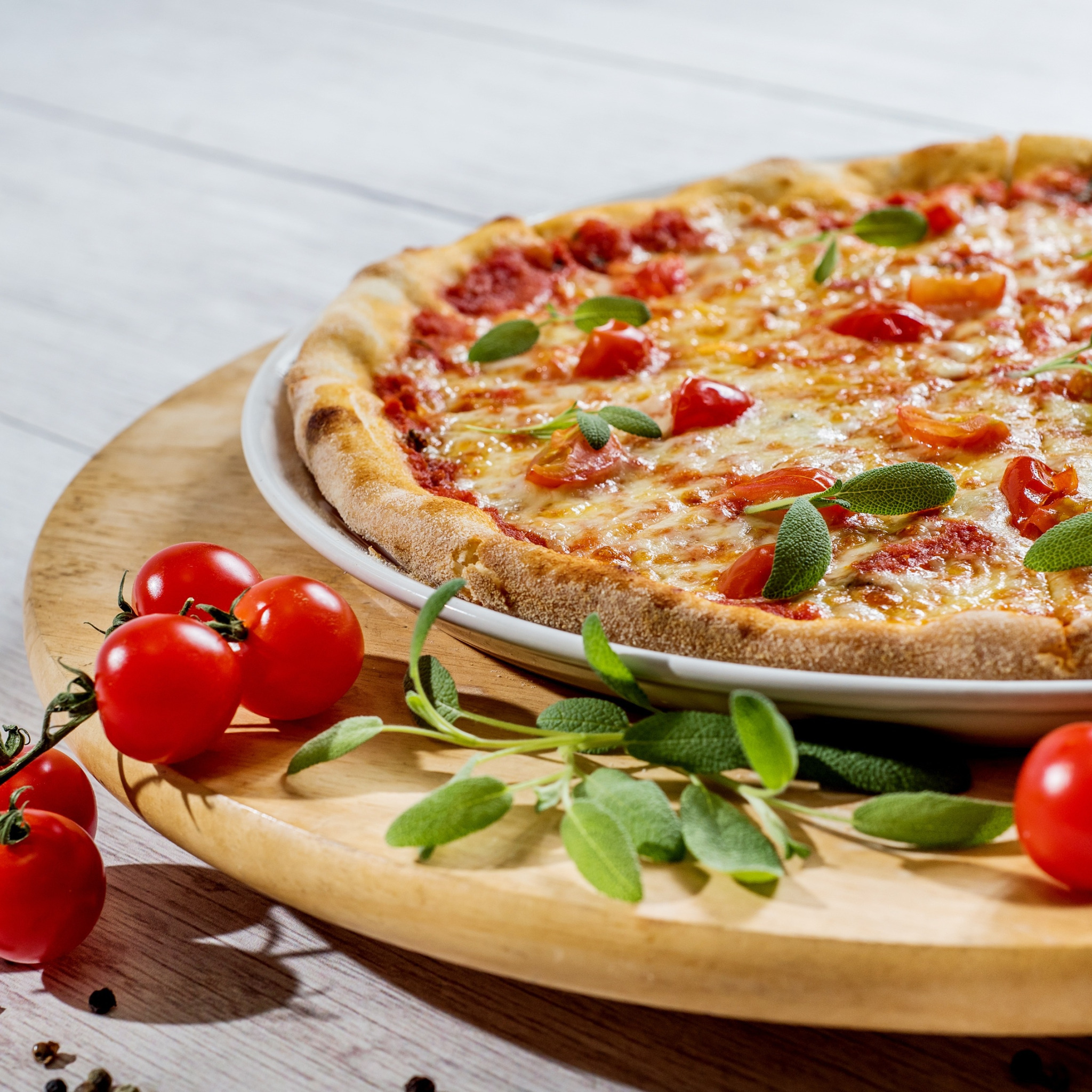 Пицца с зеленью. Пицца с томатами. Пицца с помидорами и сыром.