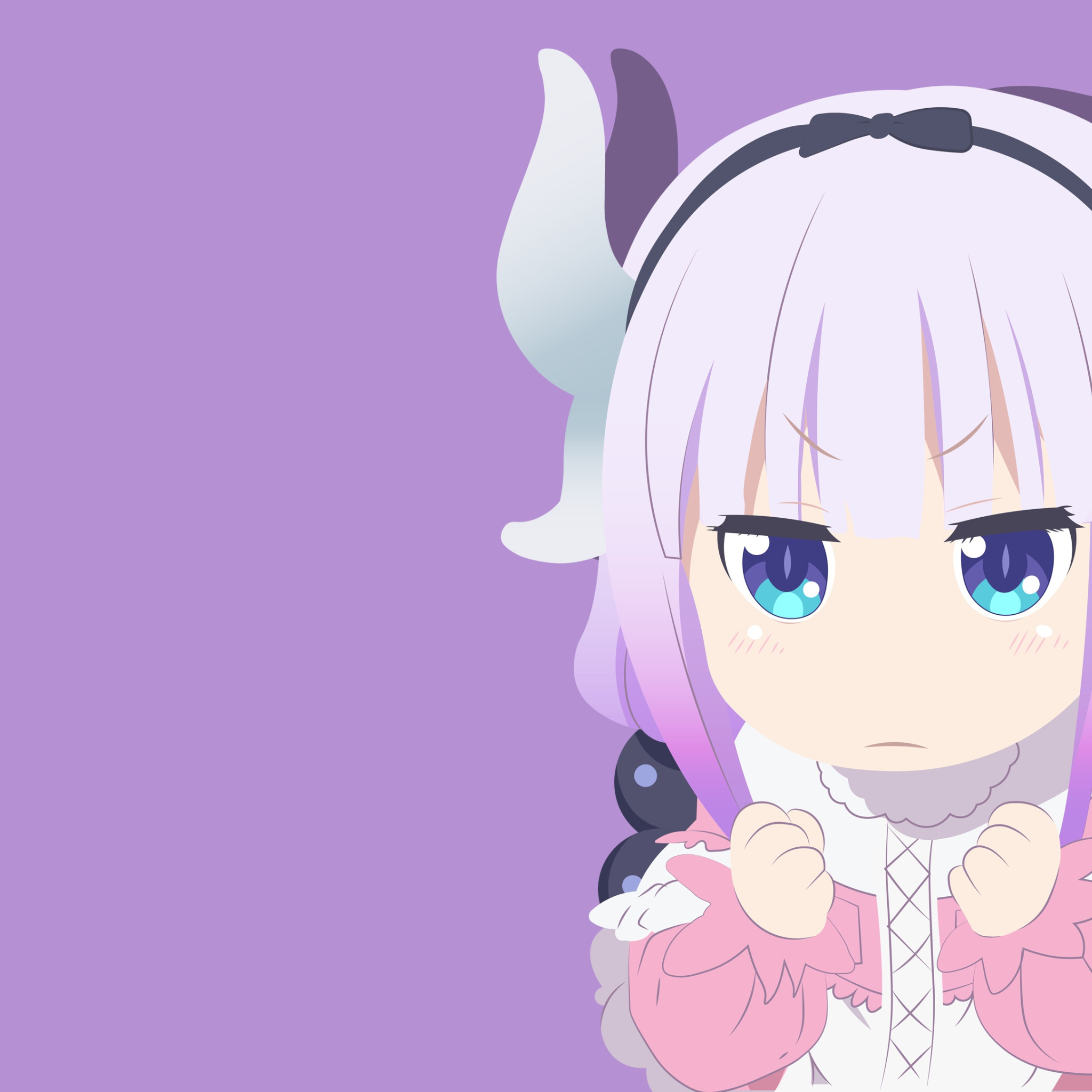 Скачать обои девочка, фиолетовый фон, Kobayashi San Chi no Maid Dragon,  раздел сёнэн в разрешении 2048x2048