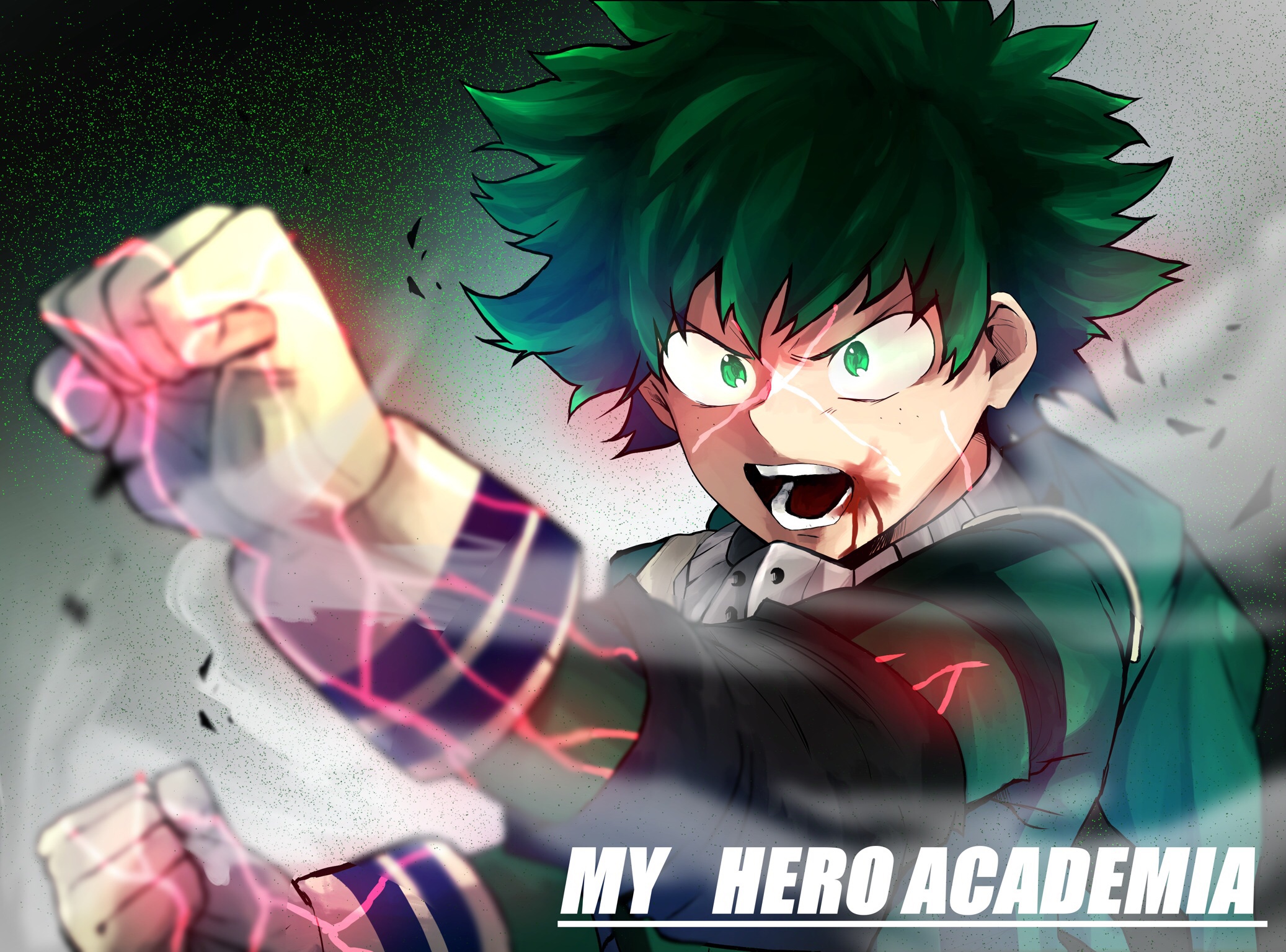 Скачать обои движение, рука, My Hero Academia, Boku No Hero Academia,  Мидория Изуку, Моя Геройская Академия, раздел сёнэн в разрешении 2074x1536