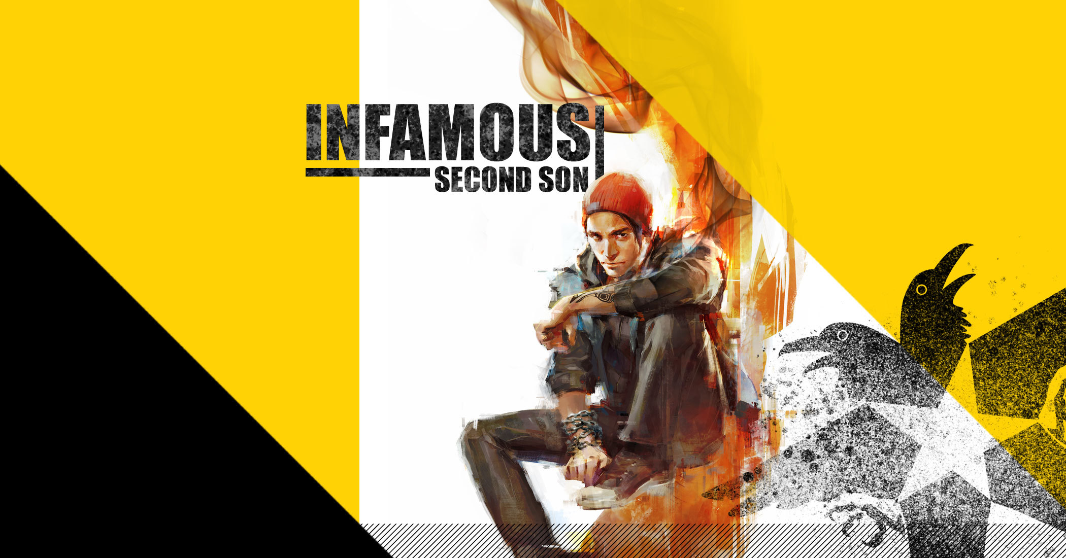 Скачать обои шапка, дым, звезда, цепь, парень, ворон, inFamous: Second Son,  Delsin Rowe, раздел игры в разрешении 2100x1100