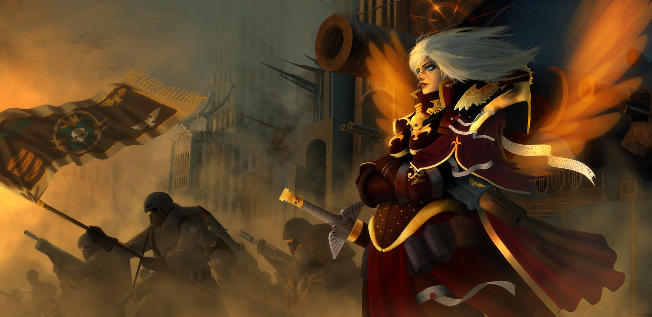 Скачать обои война, Adepta Sororitas, Сёстры Битвы, Warhammer 40K, sisters  of battle, warhammer 40.000, раздел фантастика в разрешении 2218x1080