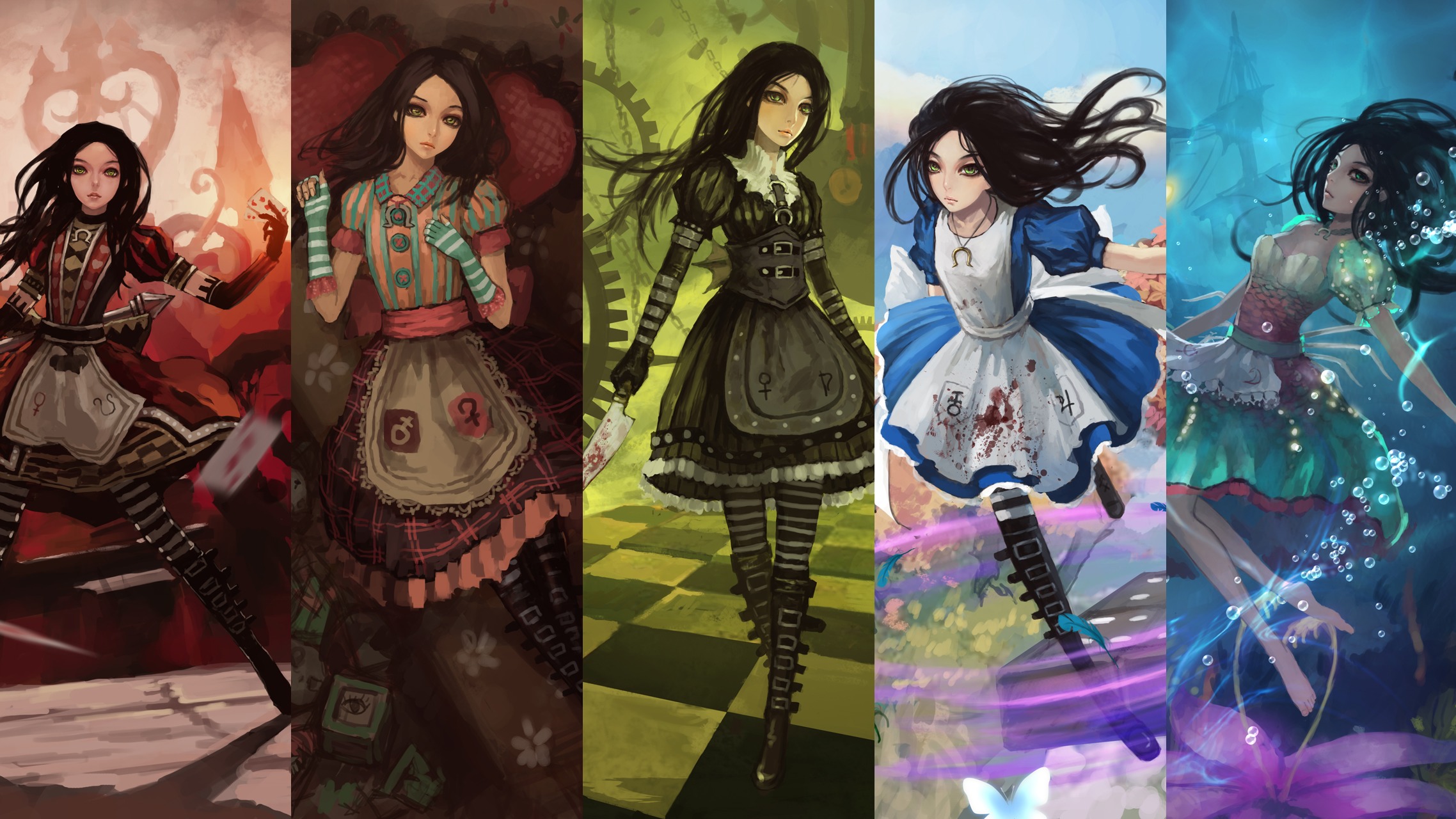 Скачать обои anime, mosaic, alice madness returns, alice, раздел игры в  разрешении 2276x1280