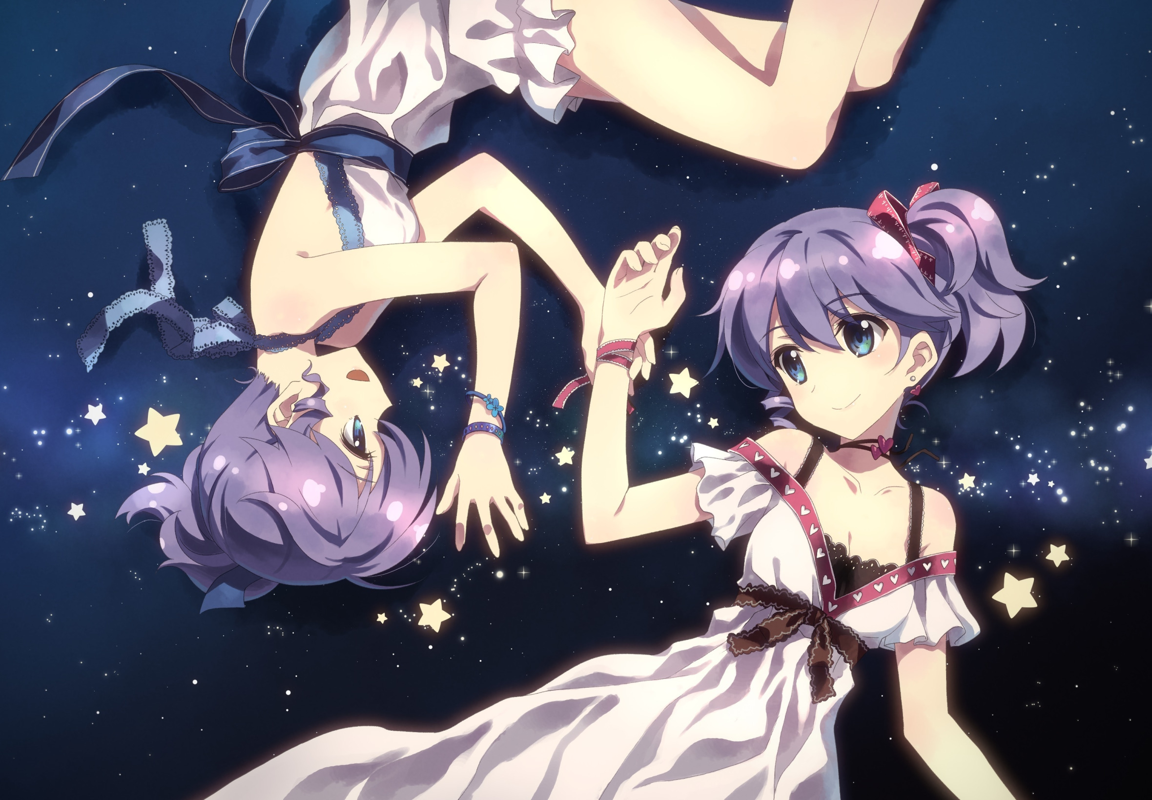 девушка, звезды, улыбка, аниме, арт, yuuki tatsuya, dj max, nina klatt