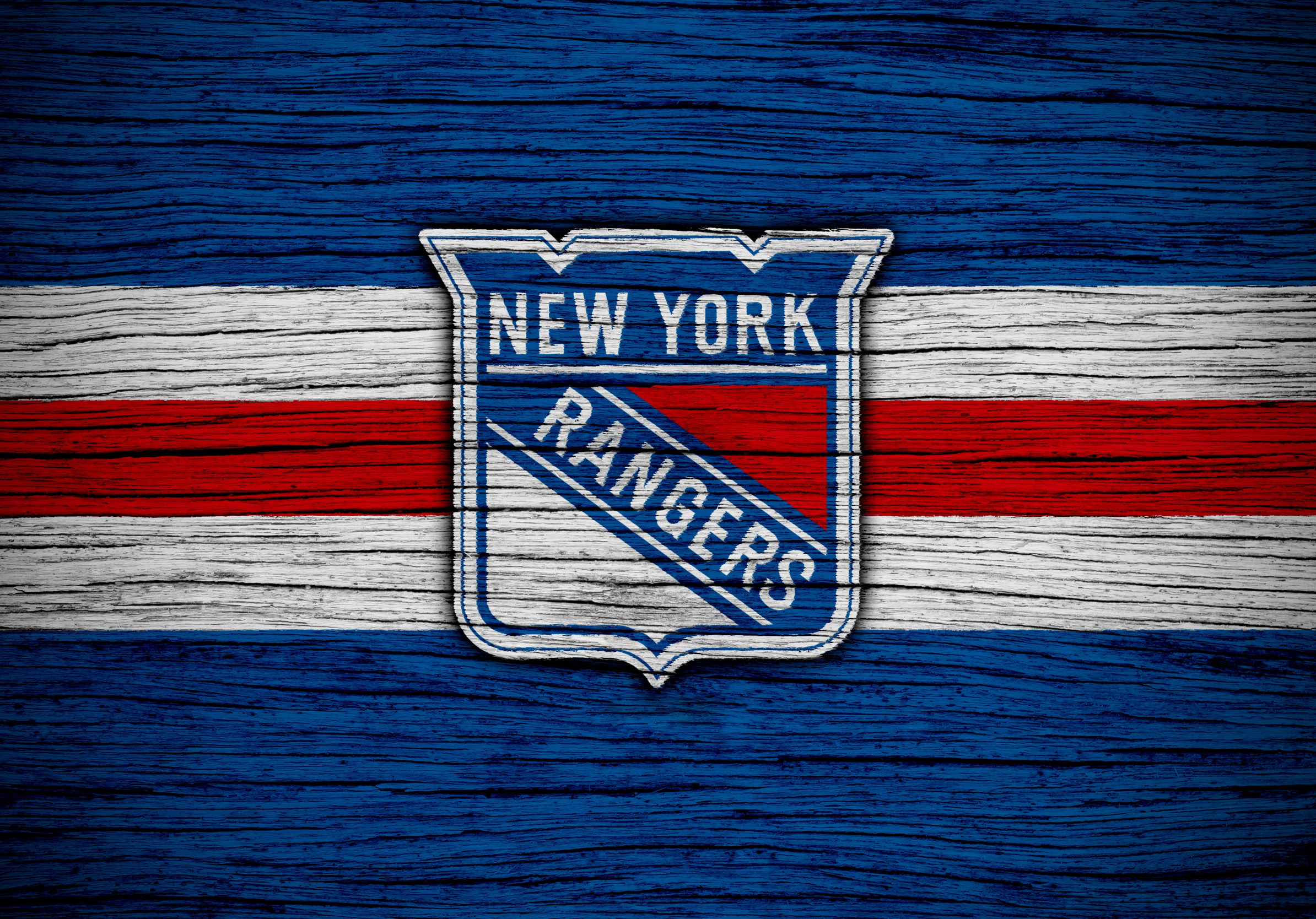 Скачать обои логотип, НХЛ, New York Rangers, Нью-Йорк Рейнджерс, столичный  дивизион, восточная конференция, синерубашечники, хоккенйый клуб, раздел  спорт в разрешении 2388x1668