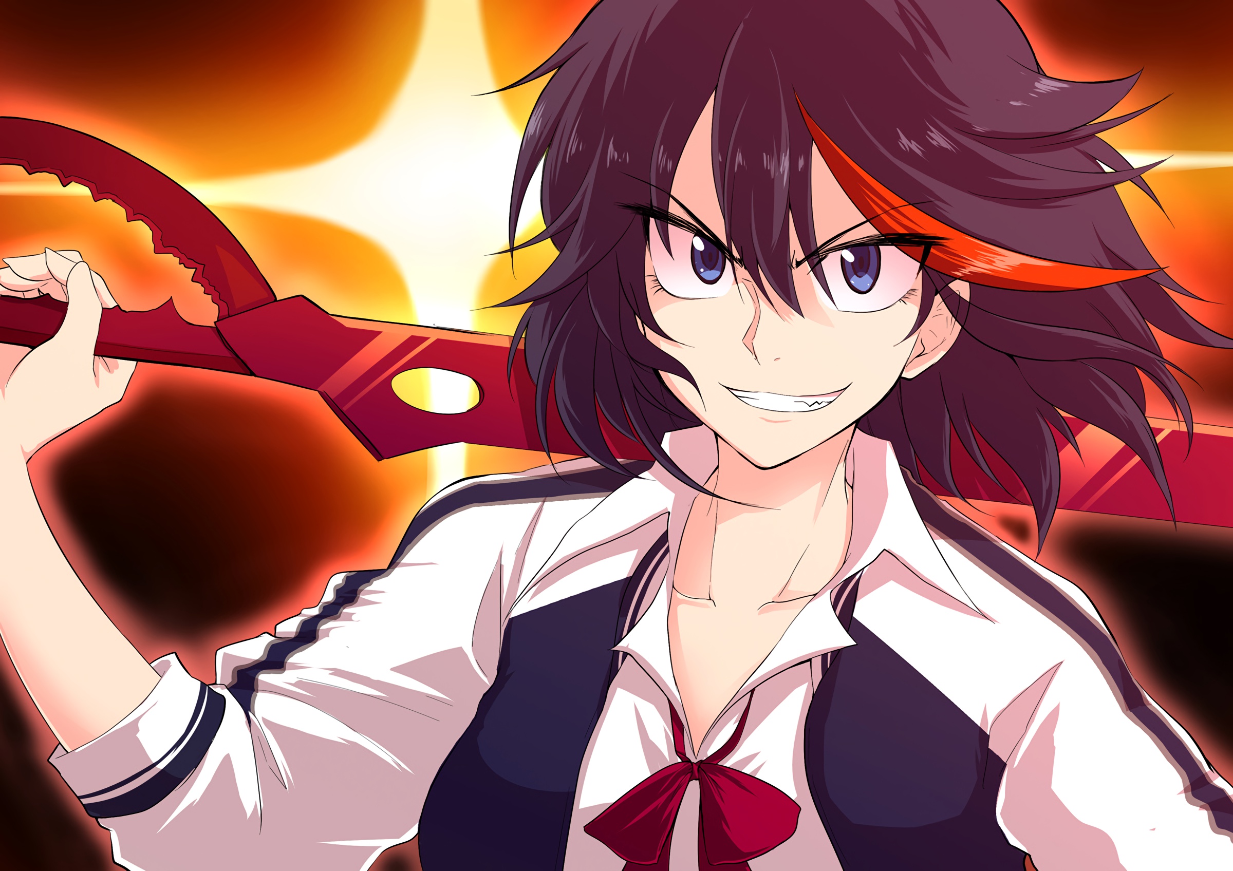 Обои девушка, меч, anime, art, Kill la Kill, Matoi Ryuuko на телефон и  рабочий стол, раздел прочее, разрешение 2400x1696 - скачать