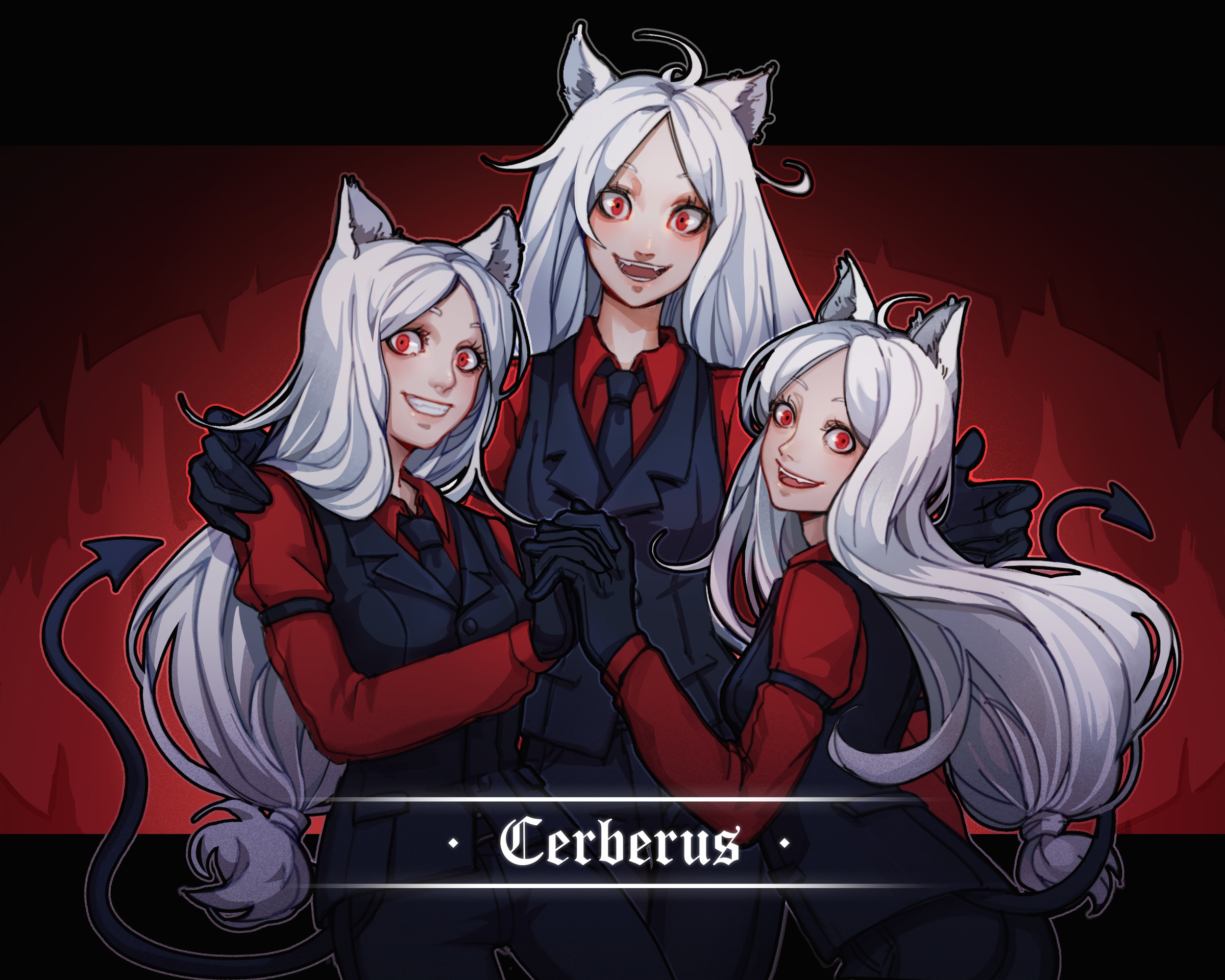 Скачать обои девушки, демоны, Cerberus, Helltaker, раздел игры в разрешении  2400x1920