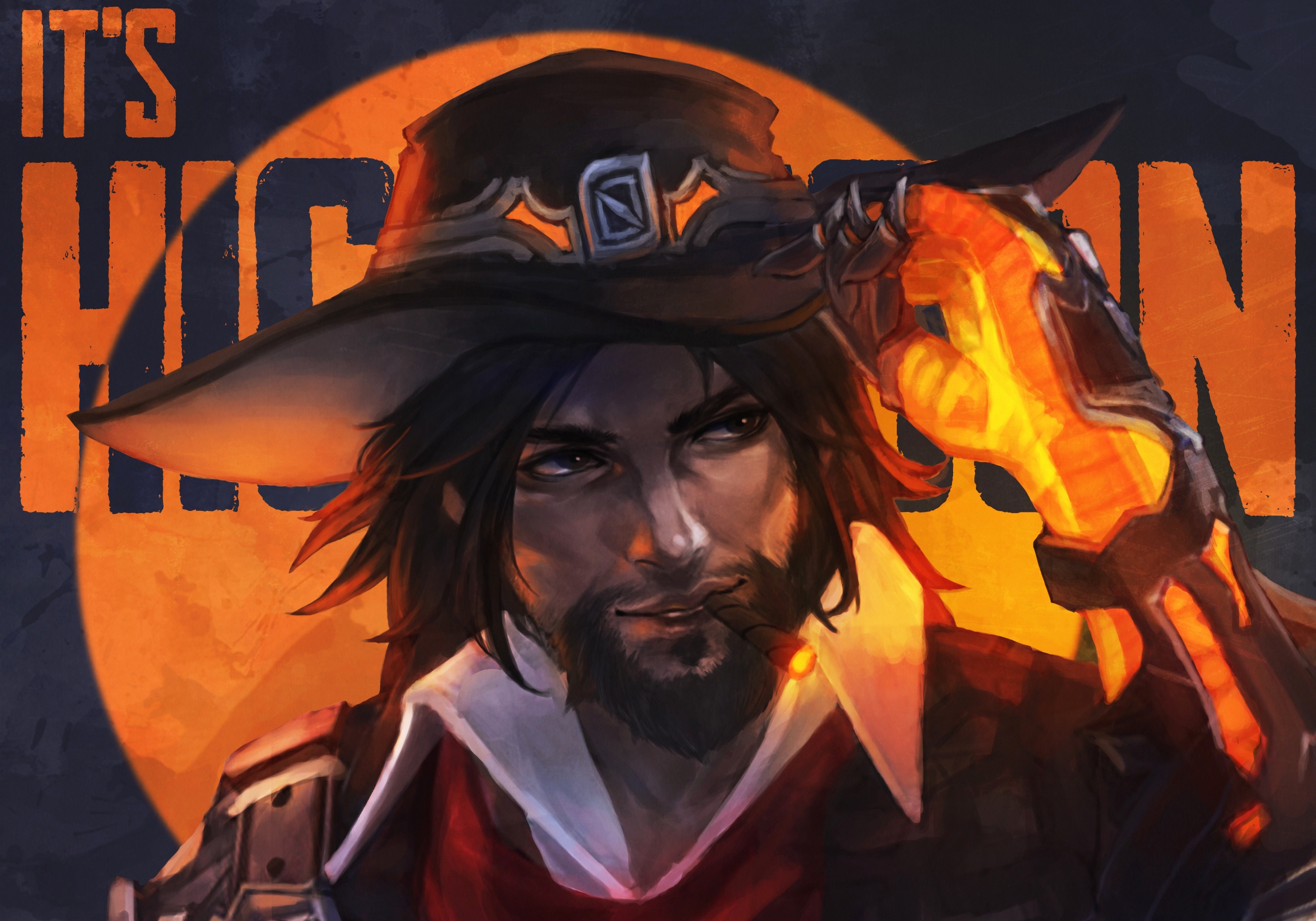 Скачать обои шляпа, ковбой, art, van helsing, Overwatch, McCree, раздел игры  в разрешении 2480x1736