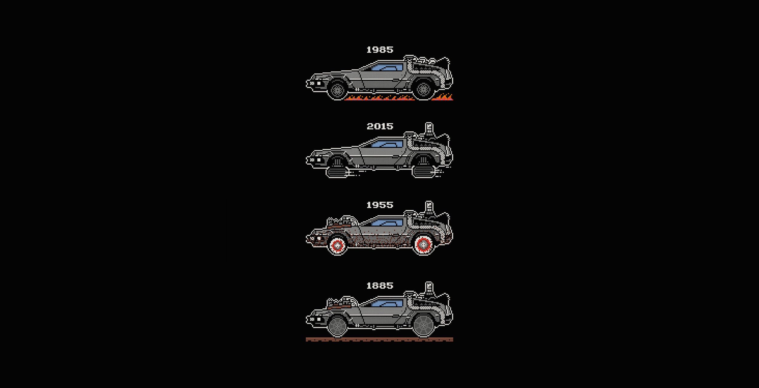 Скачать обои Авто, Минимализм, Машина, Стиль, Фон, DeLorean DMC-12, Арт,  Art, раздел минимализм в разрешении 2500x1280