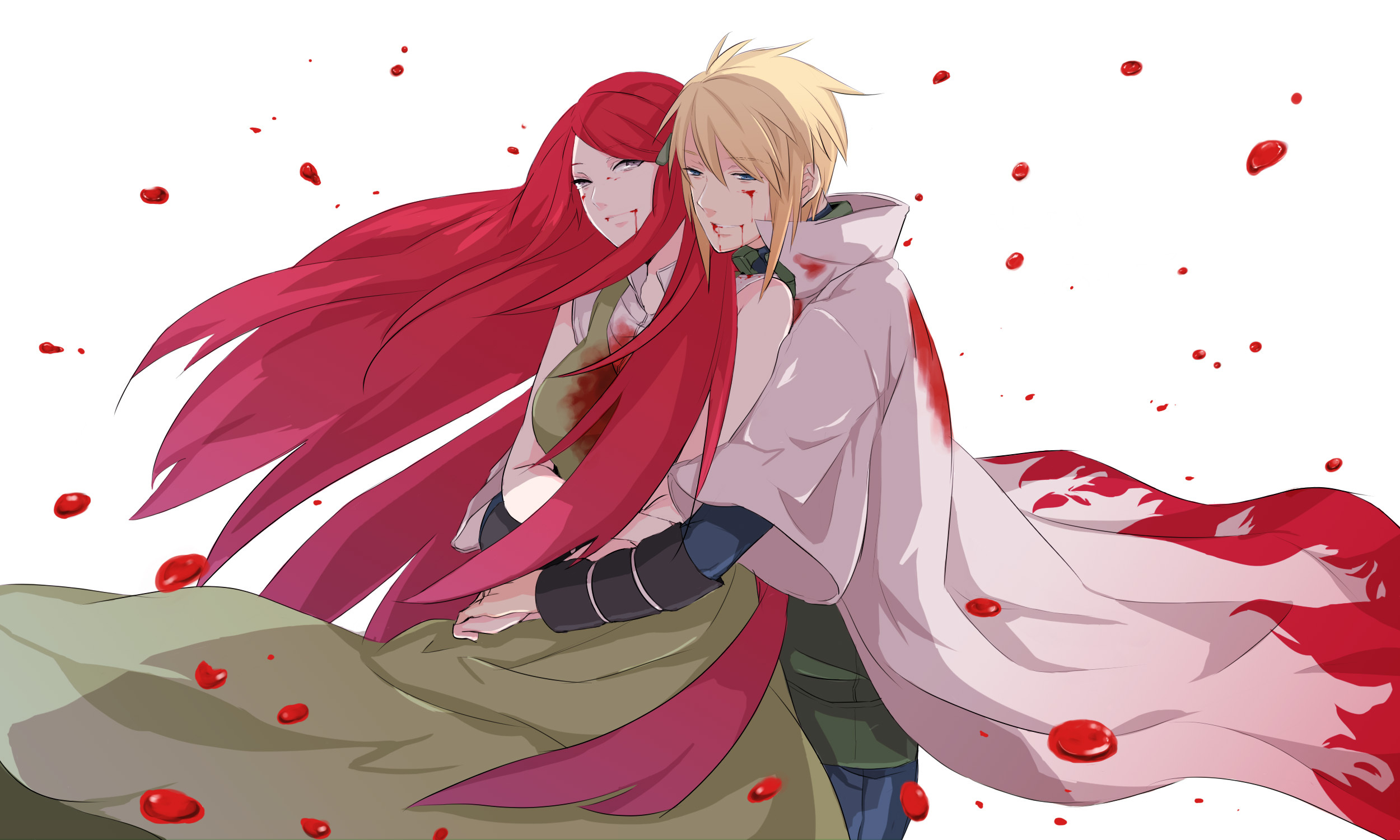 Скачать обои аниме, арт, Наруто, Naruto, Минато Намикадзэ, Yondaime Hokage,  Uzumaki Kushina, Namikaze Minato, раздел сэйнэн в разрешении 2500x1500