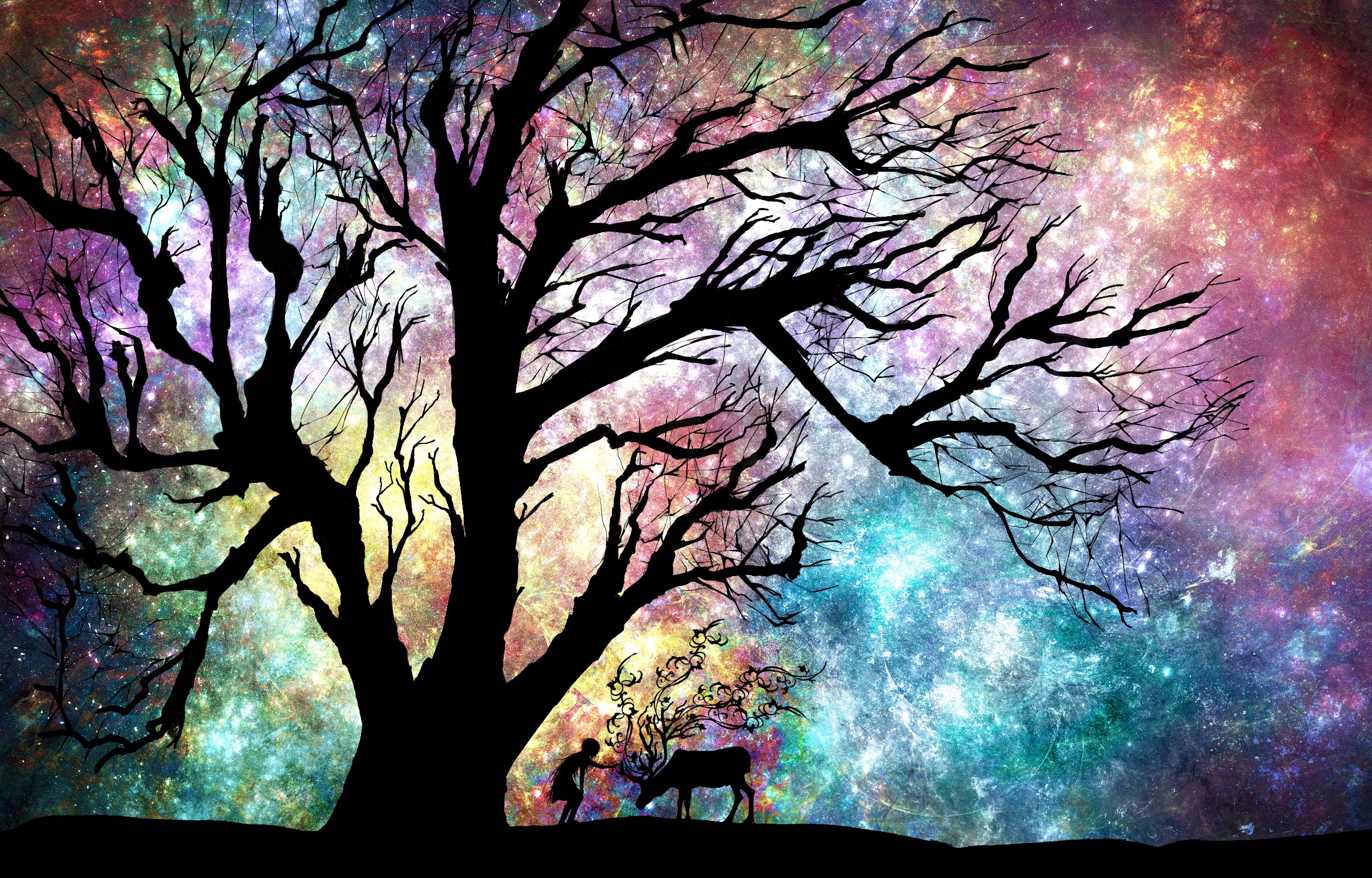 Дерево день ночь. Дерево день и ночь. Фон дерево разноцветное. Картина день и ночь с деревом. Дерево ночью рисунок.