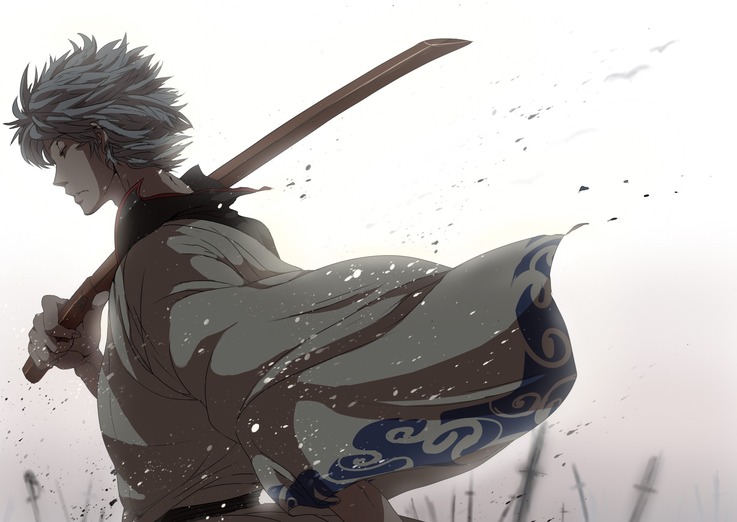 Обои sword, Anime, gintama, gintoki на телефон и рабочий стол, раздел аниме,  разрешение 2546x1805 - скачать