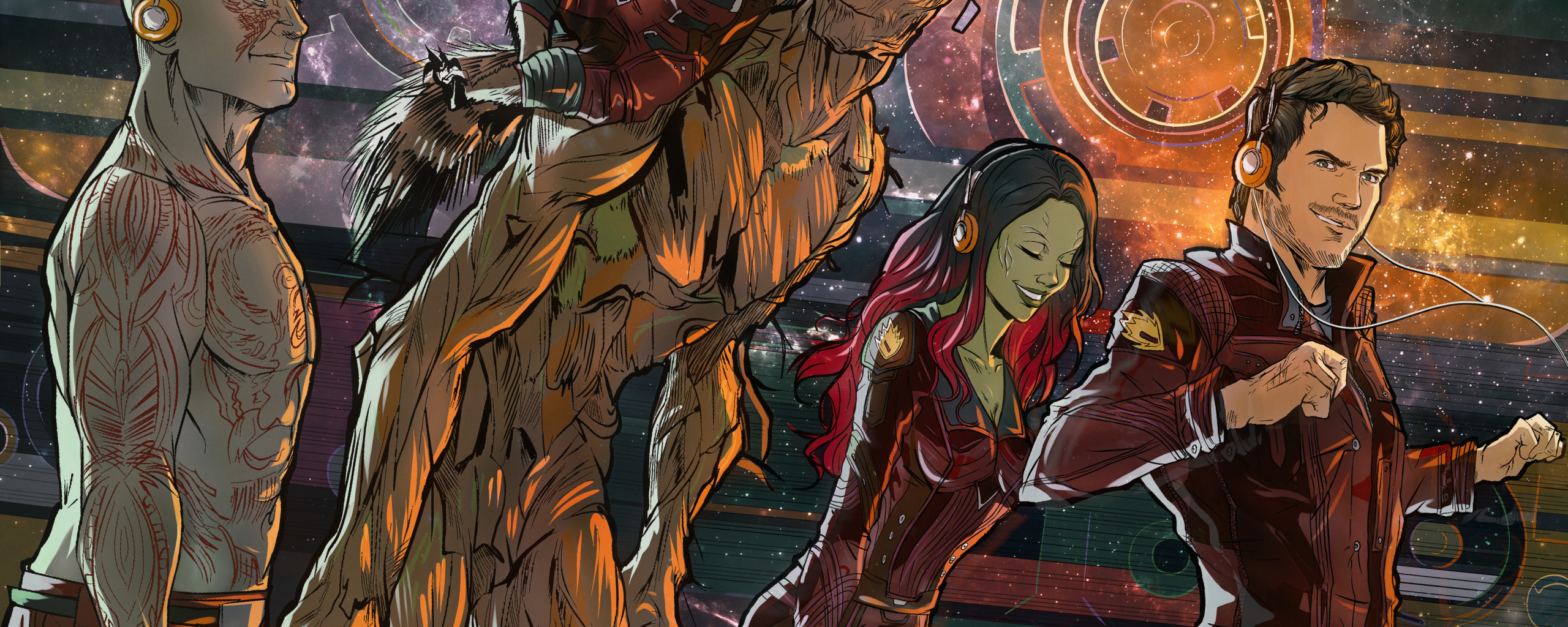 Rocket, raccoon, Стражи Галактики, Star-Lord, <b>Gamora</b>, Groot, Drax, Guardian...