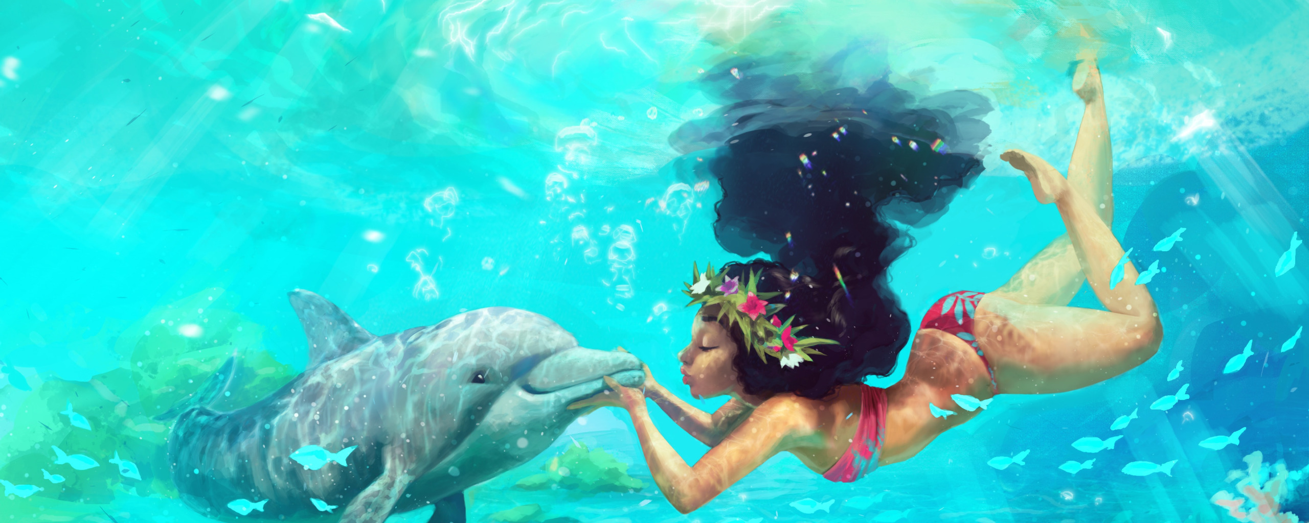 Люди дельфины песня. Моана под водой.