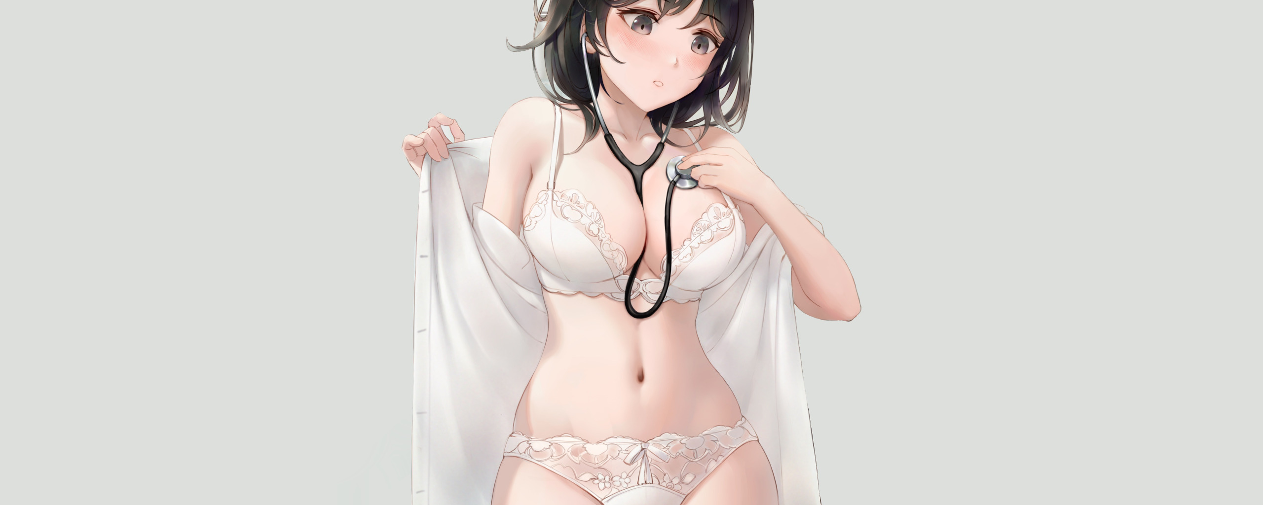 Скачать обои kawaii, sexy, anime, pretty, cute, underwear, anime girls,  white bra, раздел сэйнэн в разрешении 2560x1024