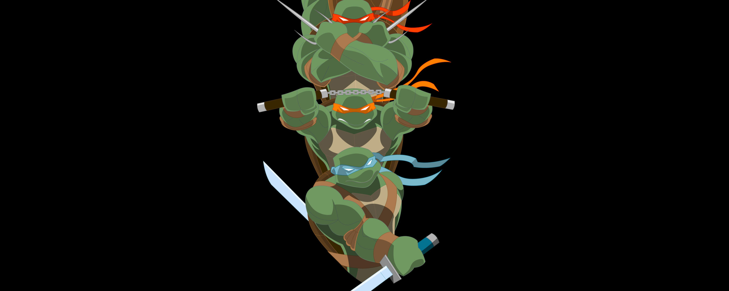 Скачать обои темный фон, минимализм, TMNT, Teenage Mutant <b>Ninja</b> <b>Turtles</b>, <b>че...</b>