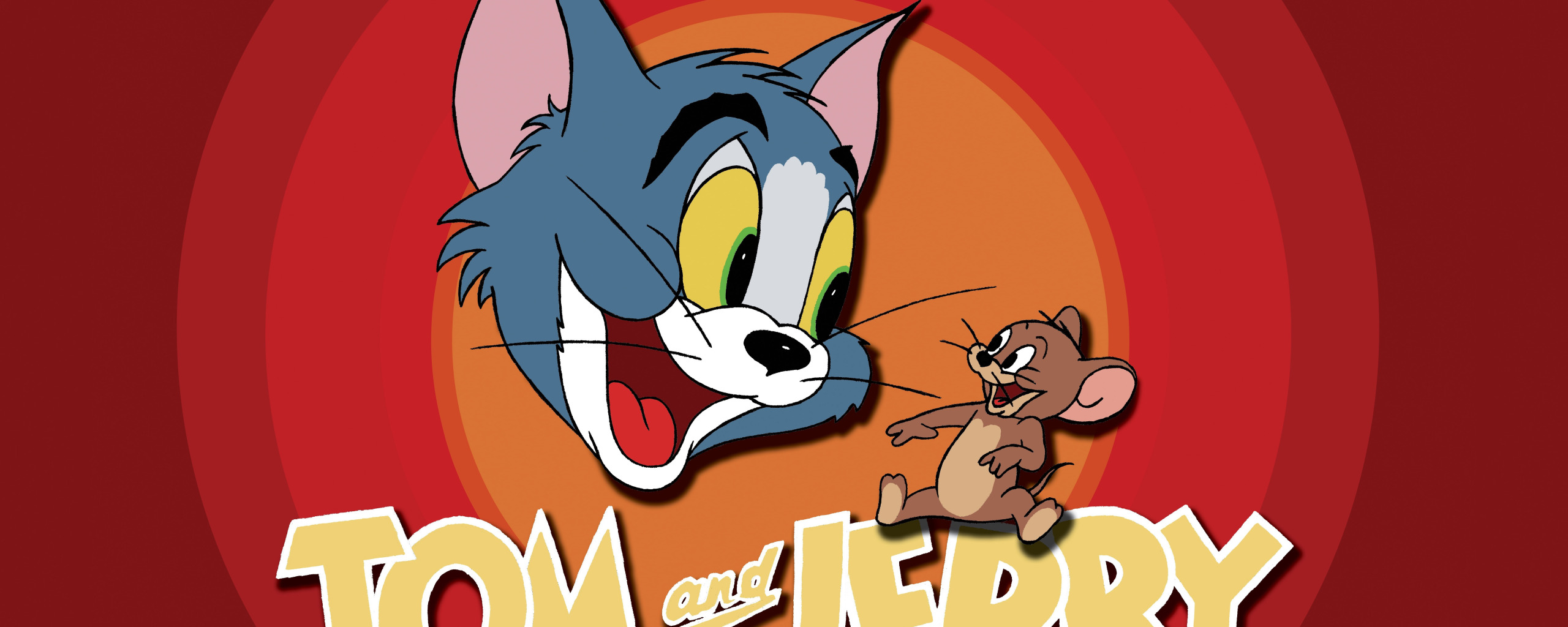 Скачать обои кот, мультфильм, мышь, заставка, Том и Джерри, Tom and Jerry,  раздел фильмы в разрешении 2560x1024