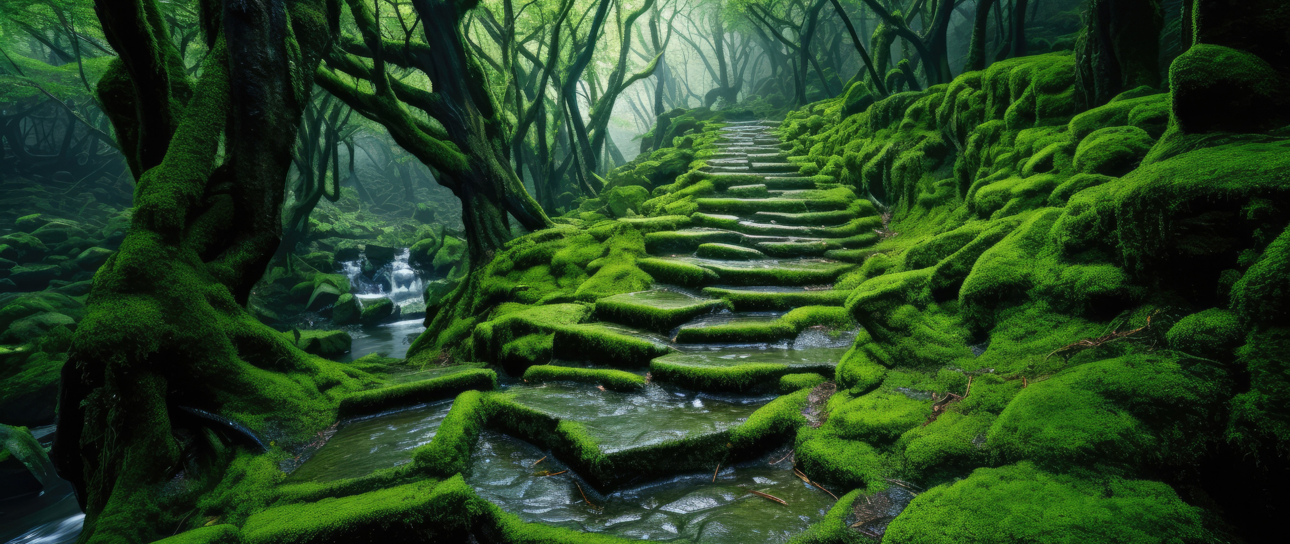 Скачать обои Природа, Красота, Nature, Sunlight, Moss, Path, Green ...