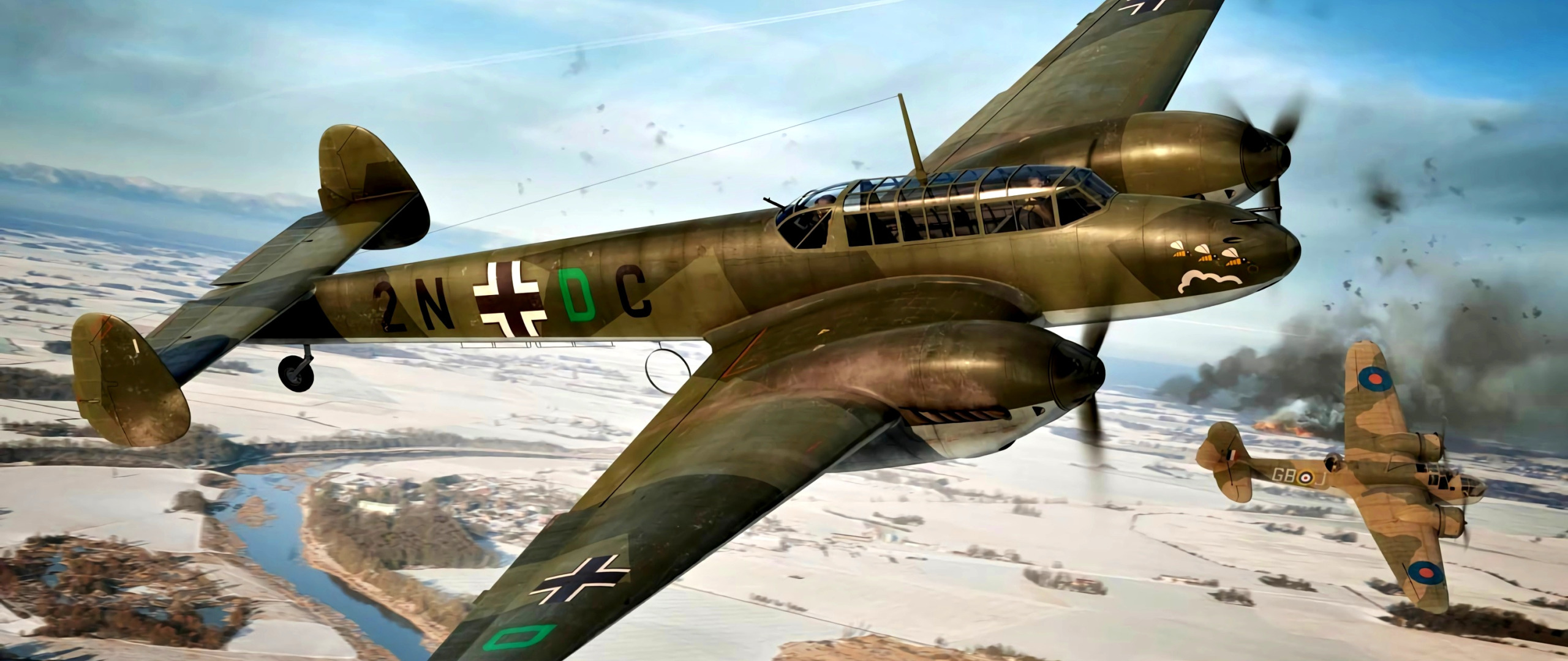 Скачать обои Messerschmitt Bf 110 Zerstörer Тяжёлый истребитель Bf