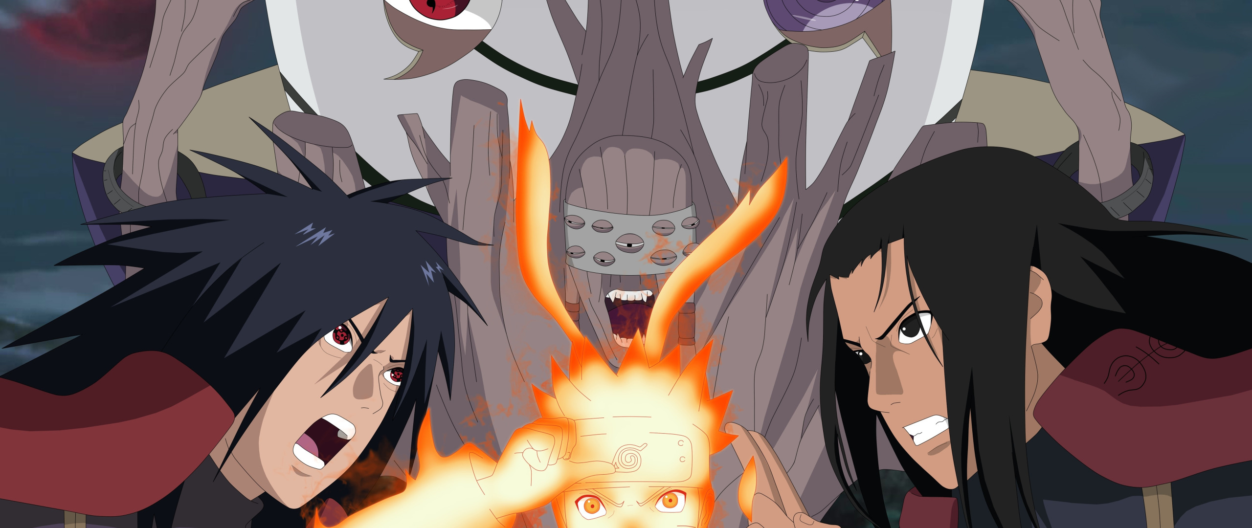 Скачать обои game, naruto, anime, sharingan, ninja, madara, uchiha, mask,  раздел сёнэн в разрешении 2560x1080