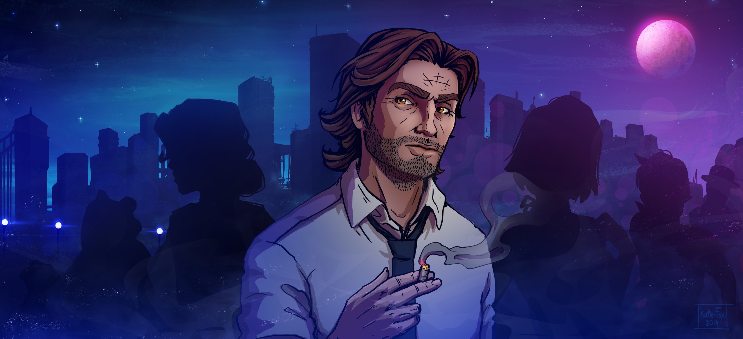 Скачать обои Art, Katrin, Лили, Snow White, The Wolf Among Us, Bigby,  fables, Kate-FoX, раздел игры в разрешении 2560x1169