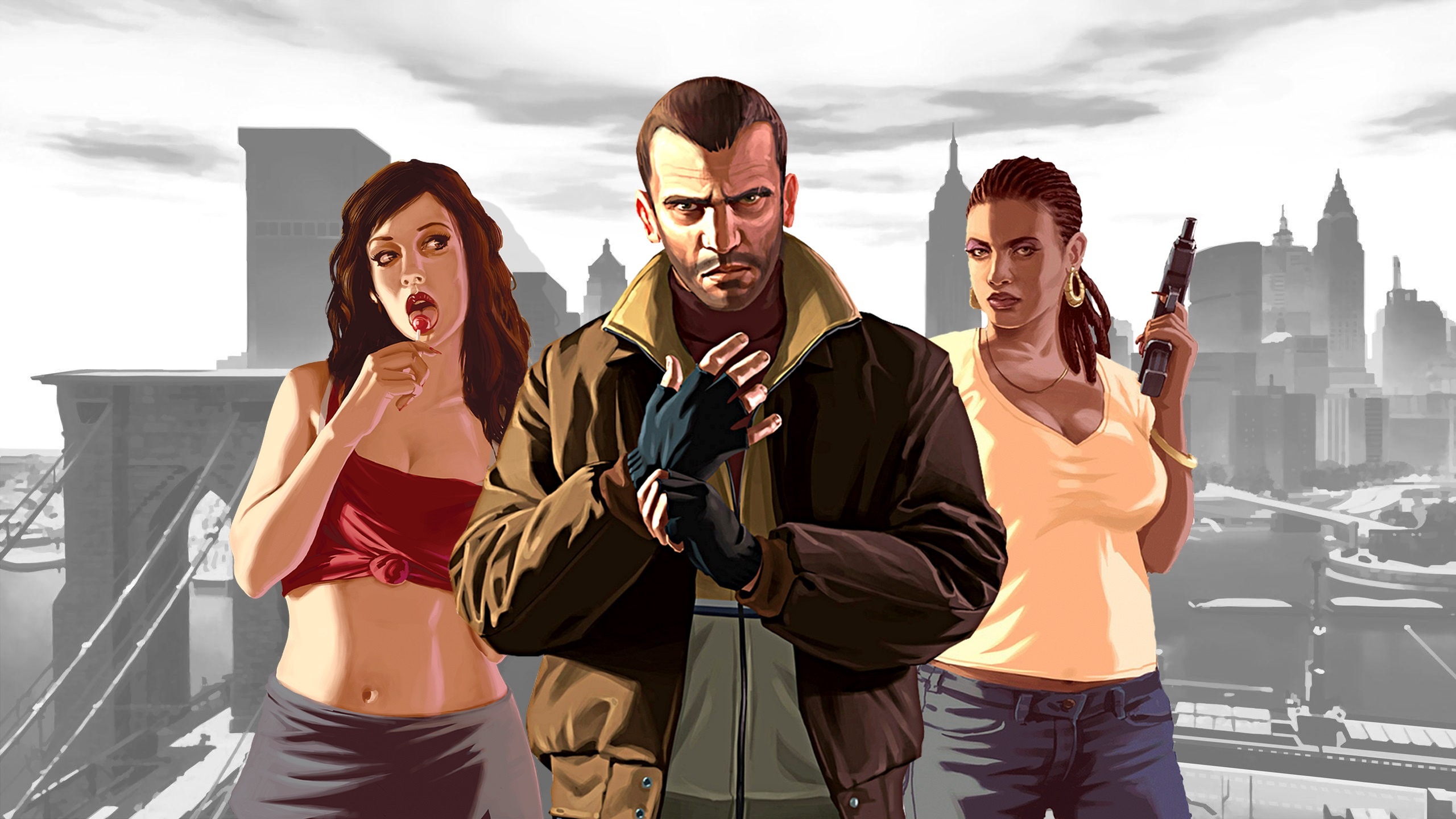 Скачать обои игра, 2008, криминал, GTA, GTA 4, Нико Беллик, Rockstar Games,  Grand Theft Auto IV, раздел игры в разрешении 2560x1440