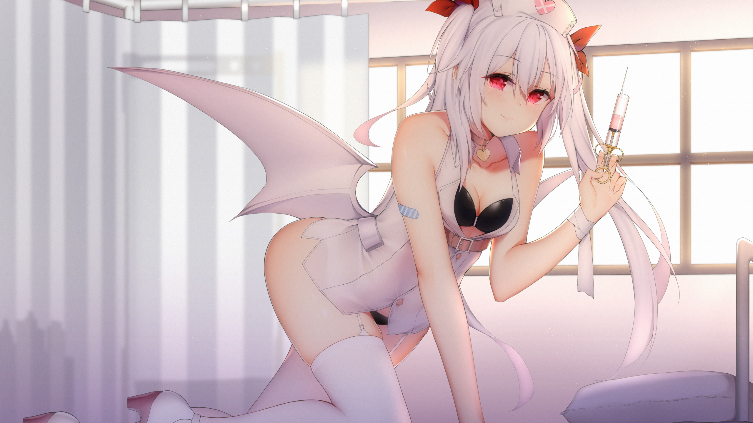 Скачать обои demon, girl, pantsu, panties, devil, heart, woman, anime,  раздел сэйнэн в разрешении 2560x1440