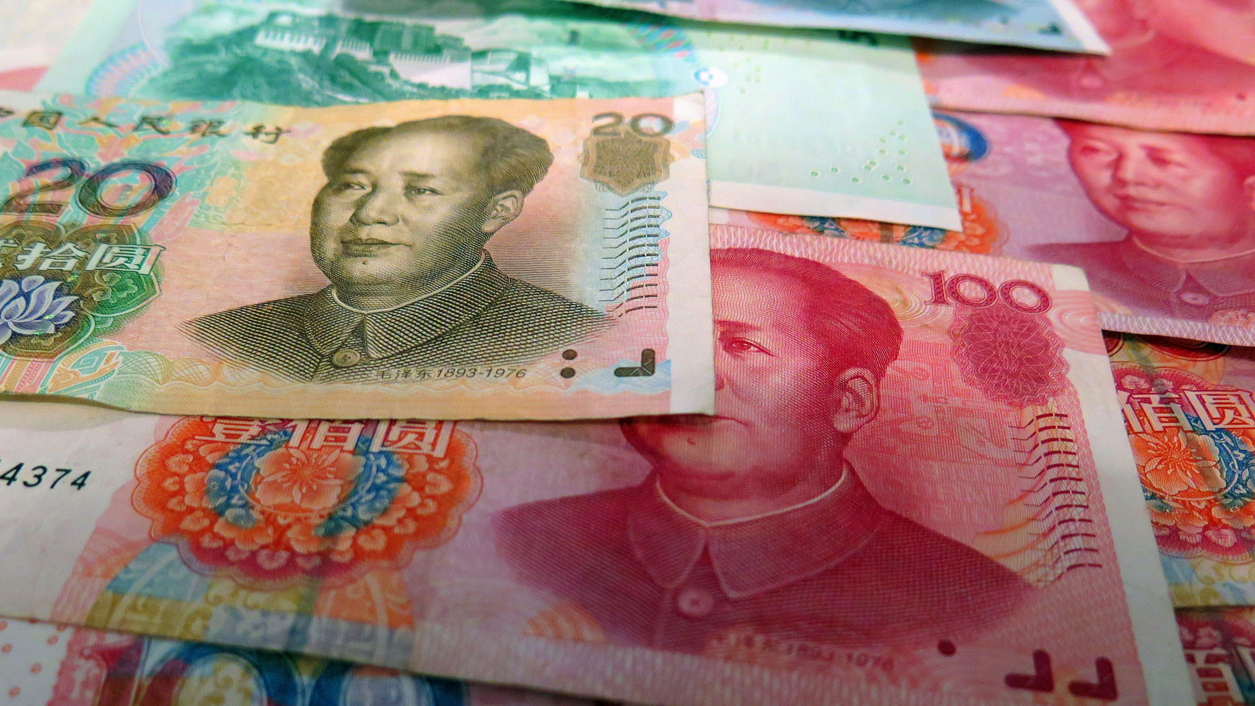 Скачать обои Китай, Деньги, Валюта, Банкноты, Юань, 100 Юаней, Азиатские, 20 Юаней, раздел разное в разрешении 2560x1440