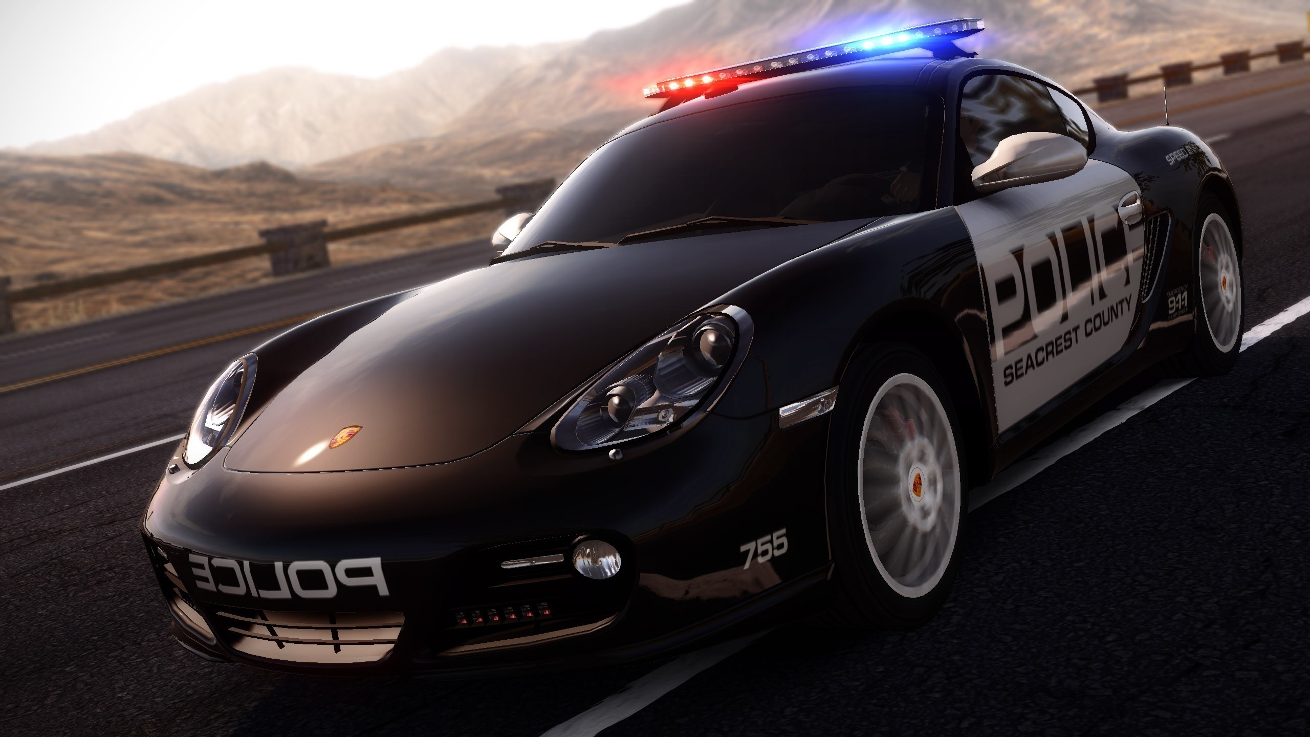 Обои дорога, авто, полиция, погоня, Porsche, need for speed, hot pursuit,  мигалки на телефон и рабочий стол, раздел игры, разрешение 2560x1440 -  скачать