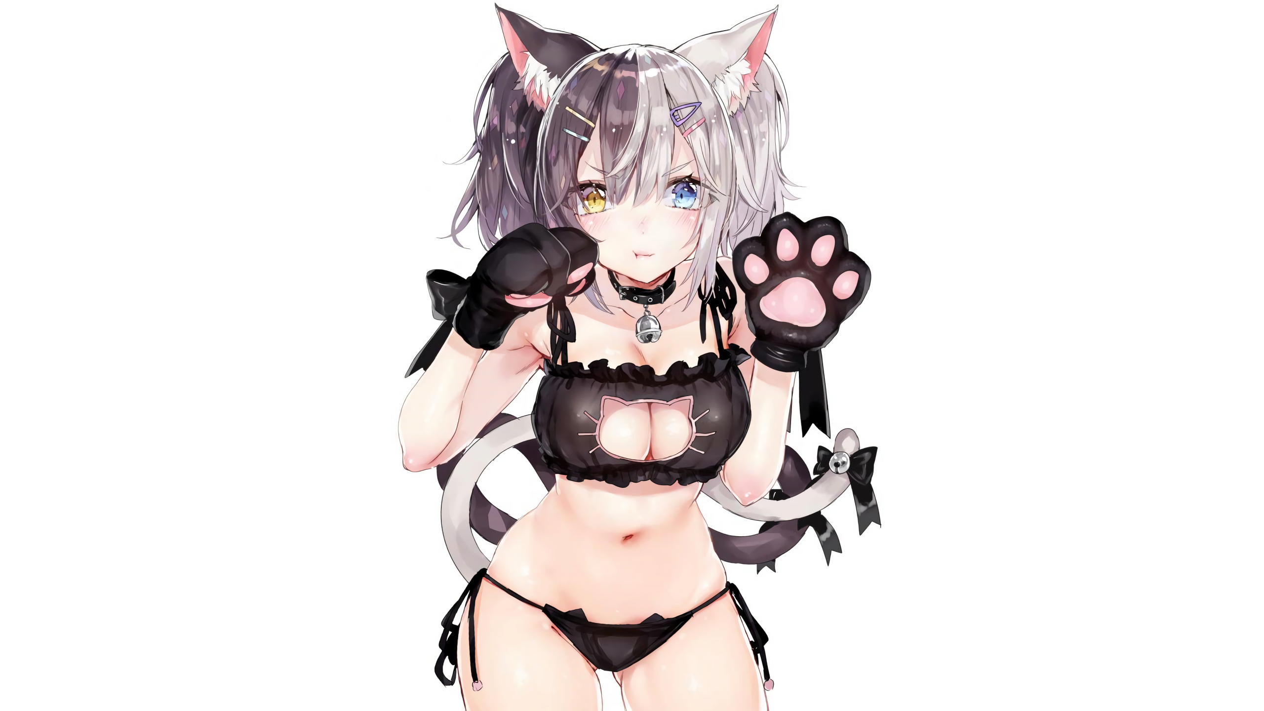 Скачать обои anime, sexy, swimsuit, attractive, boobs, handsome, girl, Cat  Keyhole Must Not Die, раздел сэйнэн в разрешении 2560x1440