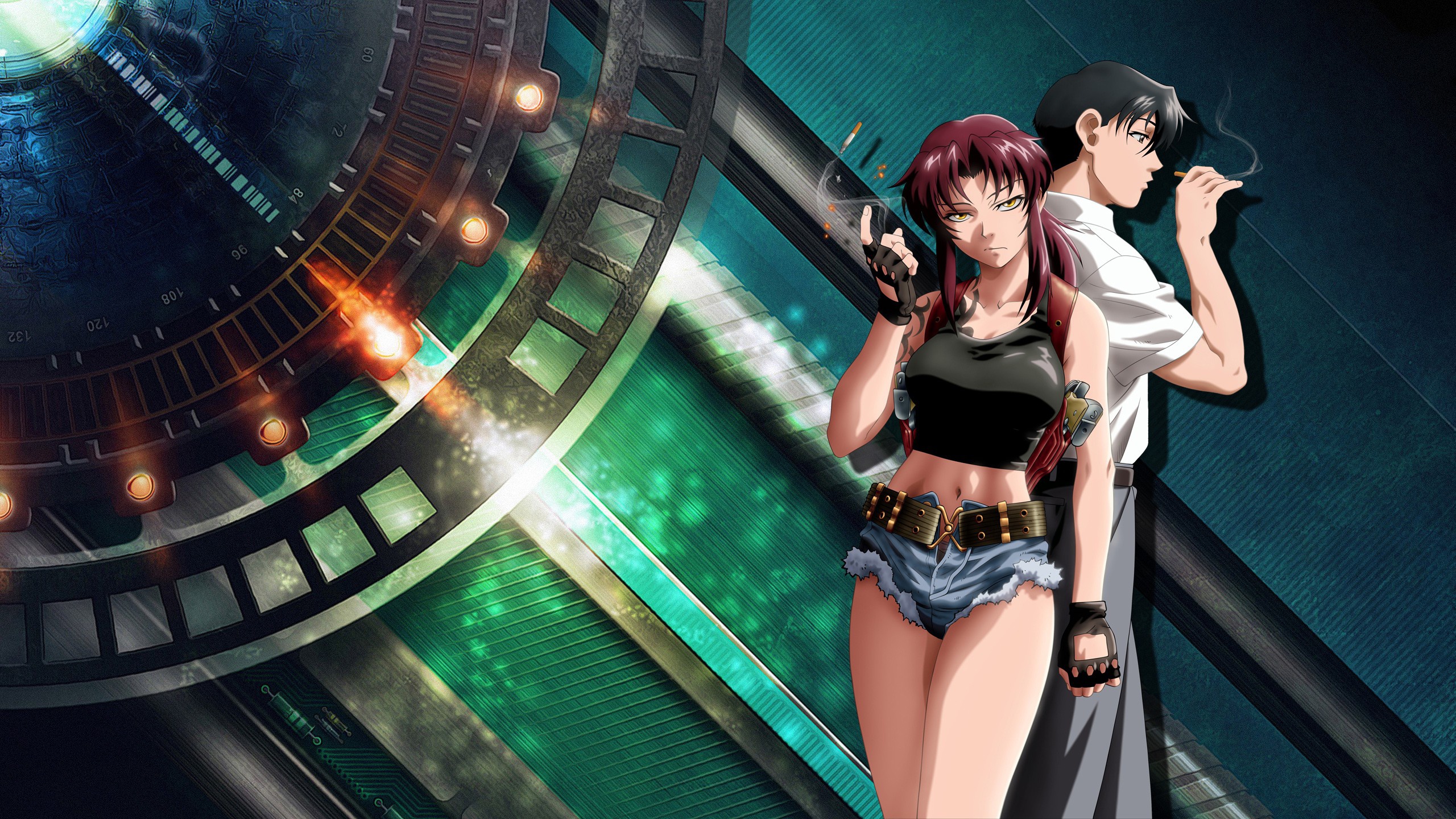 Обои Black Lagoon, Revy, girl, gun, smoking, shorts, weapon, anime на  телефон и рабочий стол, раздел сэйнэн, разрешение 2560x1440 - скачать