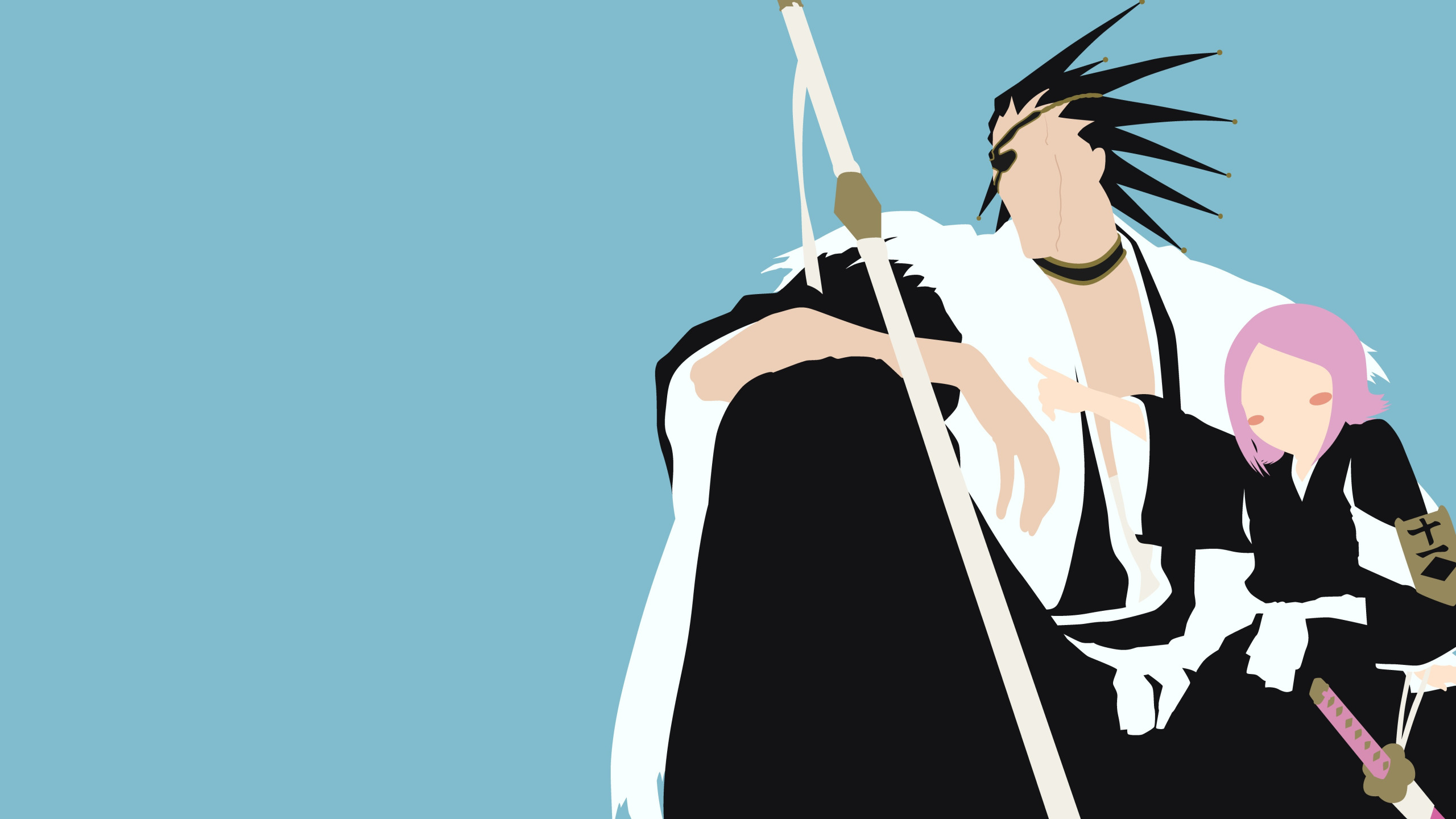 Скачать обои demon, sword, white, game, Bleach, devil, grey, anime, раздел  минимализм в разрешении 2560x1440