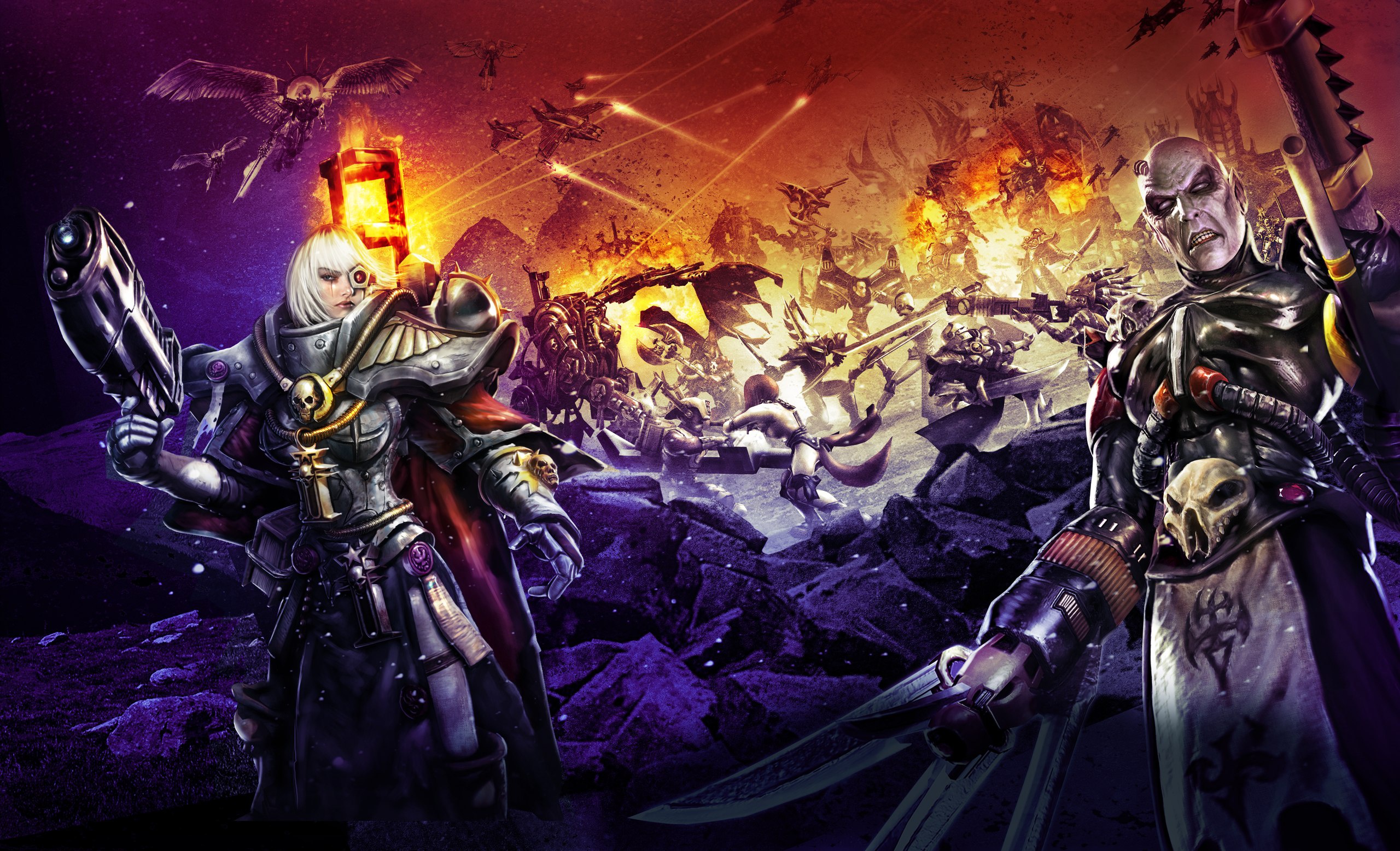 Скачать обои game, chaos, war, Adepta Sororitas, demons, Warhammer 40 000,  Sister of Battle, Dark Eldar, раздел игры в разрешении 2560x1557