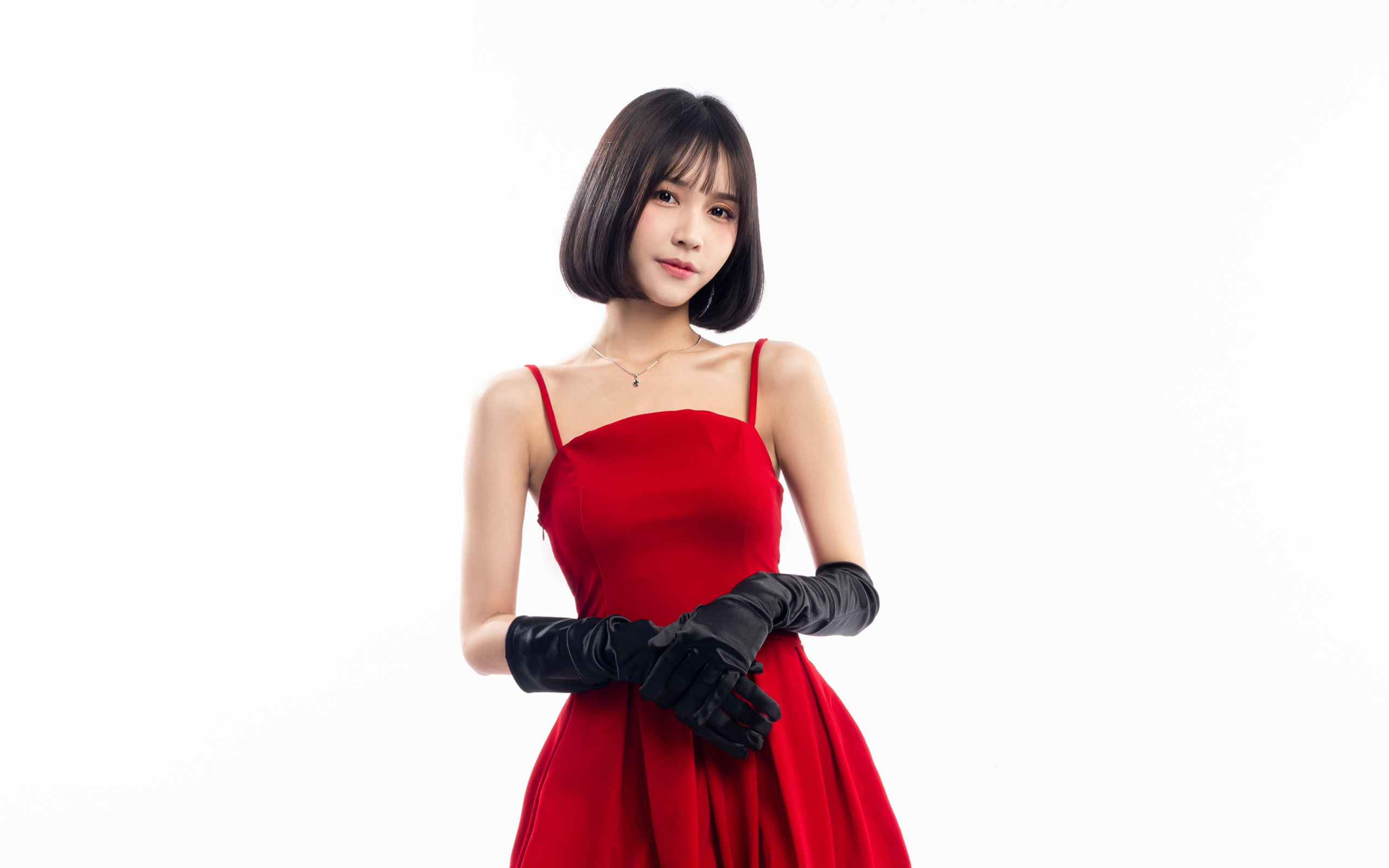Азиатка 3д модель в Красном платье