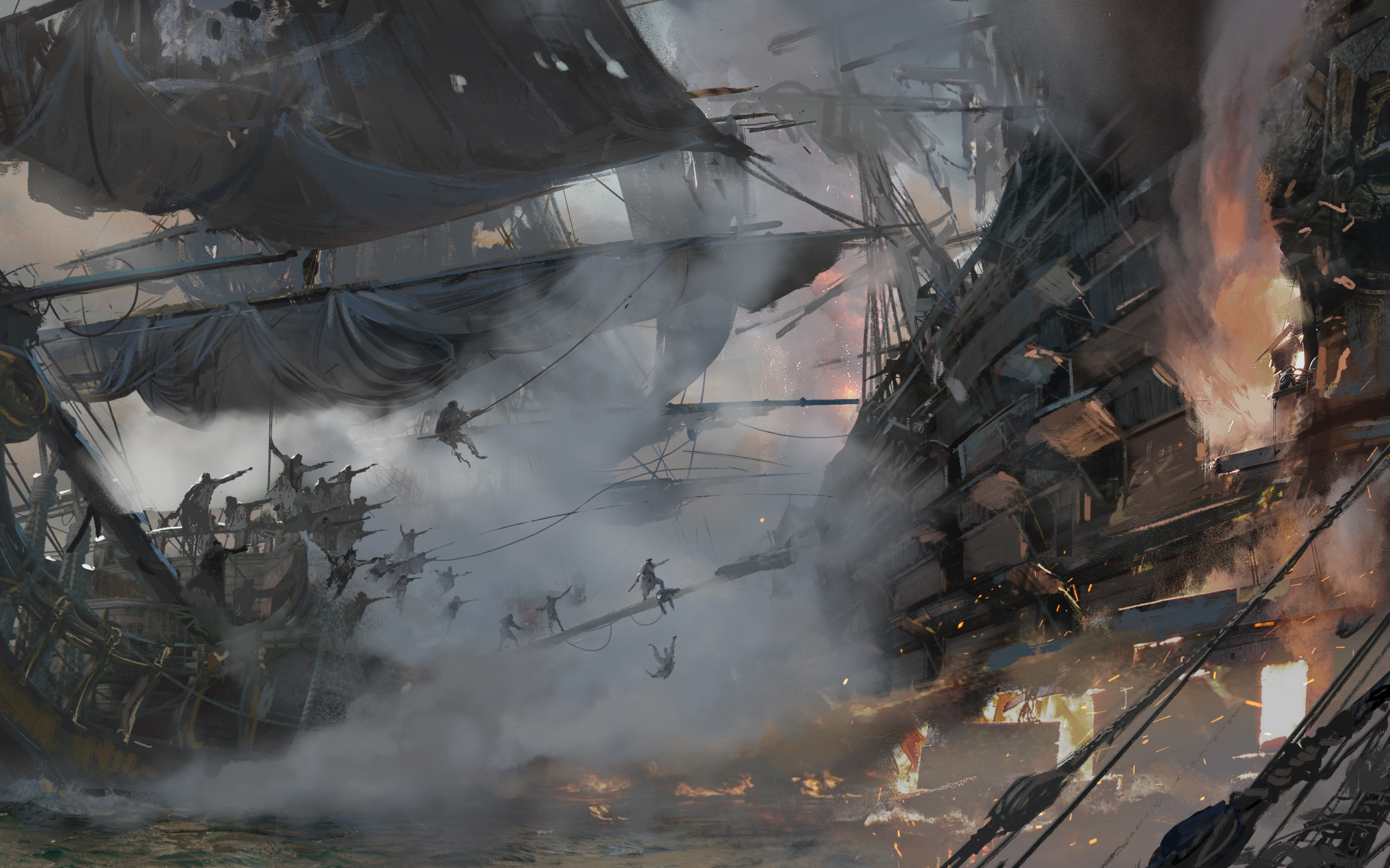 Скачать обои game, pirate, war, fight, pirate ship, ship, kaizoku, Skull  and Bones, раздел игры в разрешении 2560x1600