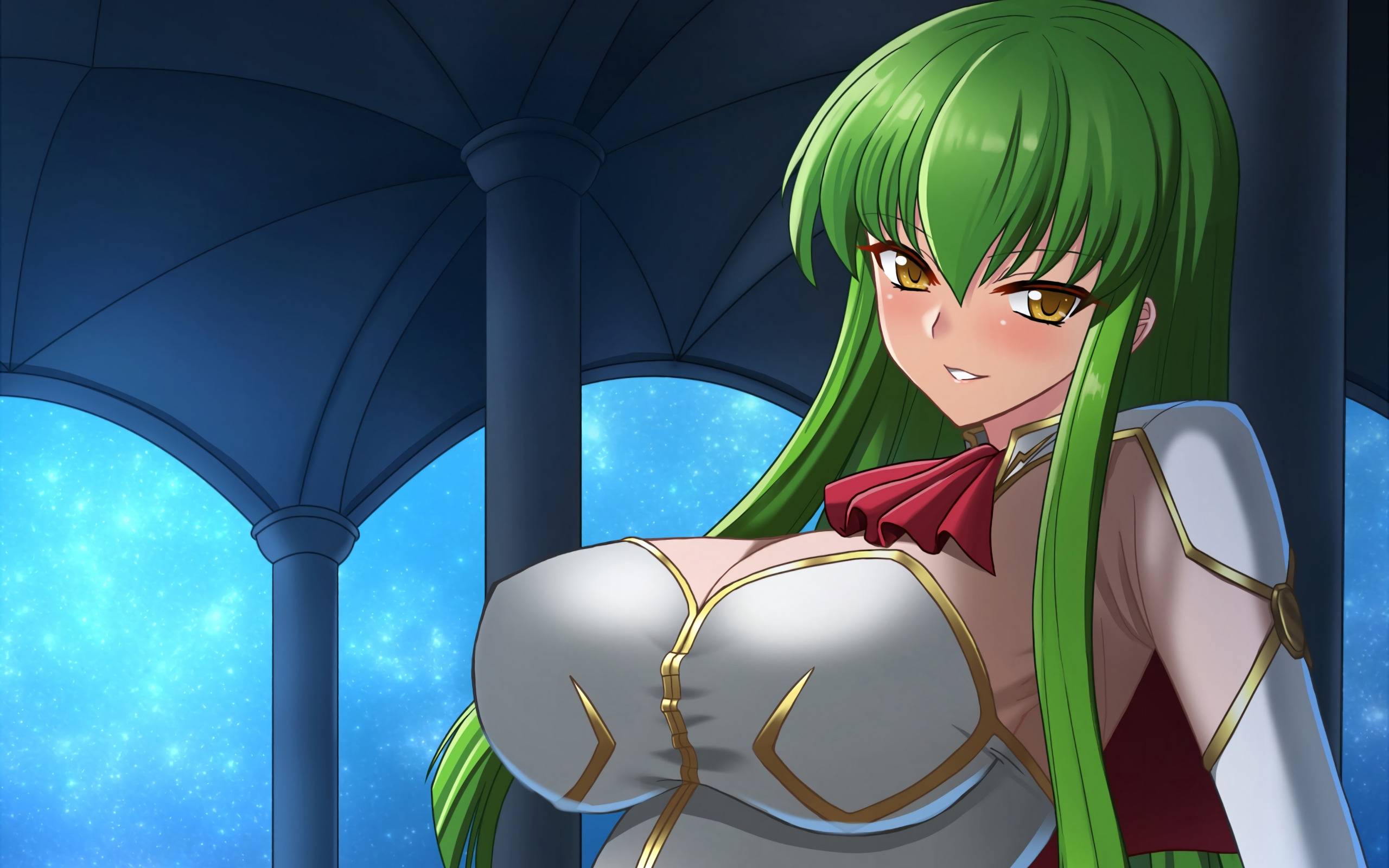 Скачать обои girl, sexy, cleavage, Code <b>Geass</b>, blouse, long hair, boobs, an...