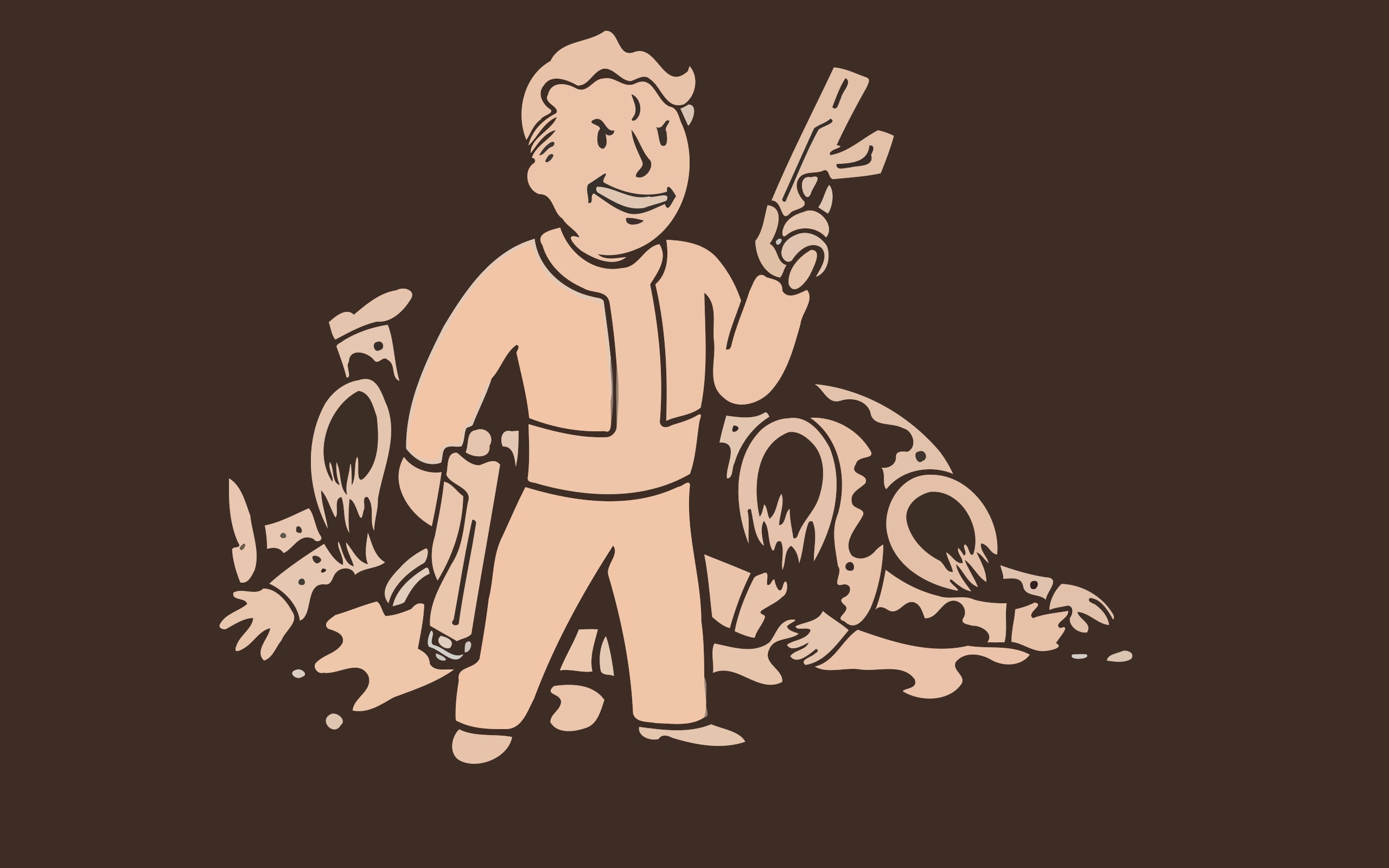 Обои пистолет, минимализм, Fallout, труп, vault boy, фоллаут, Волт-Бой на  телефон и рабочий стол, раздел игры, разрешение 2560x1600 - скачать