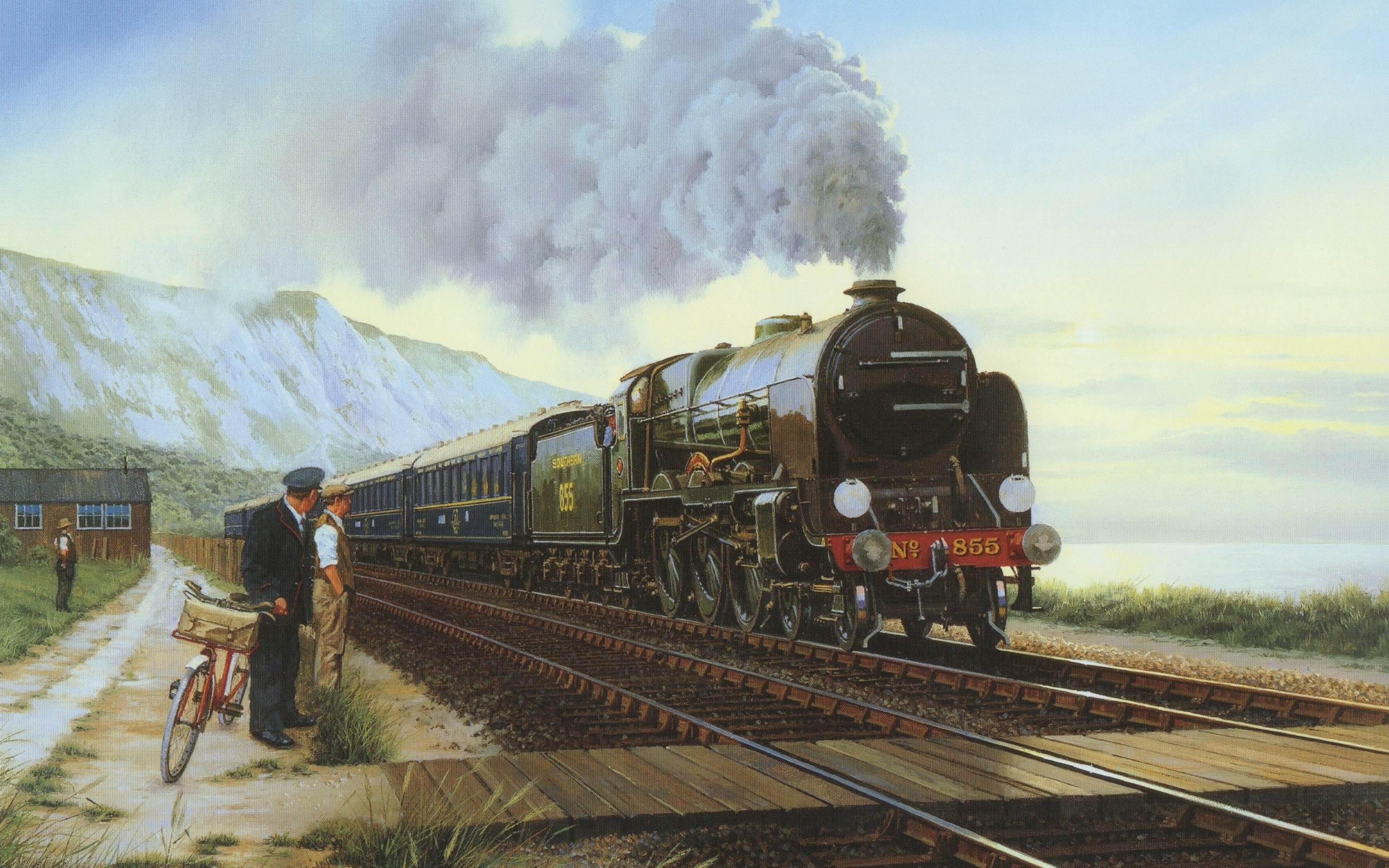 Поезда песни железной дороги. Теренс Кунео картины. Картина Томаса Хилла железная дорога. Паровоз в живописи.