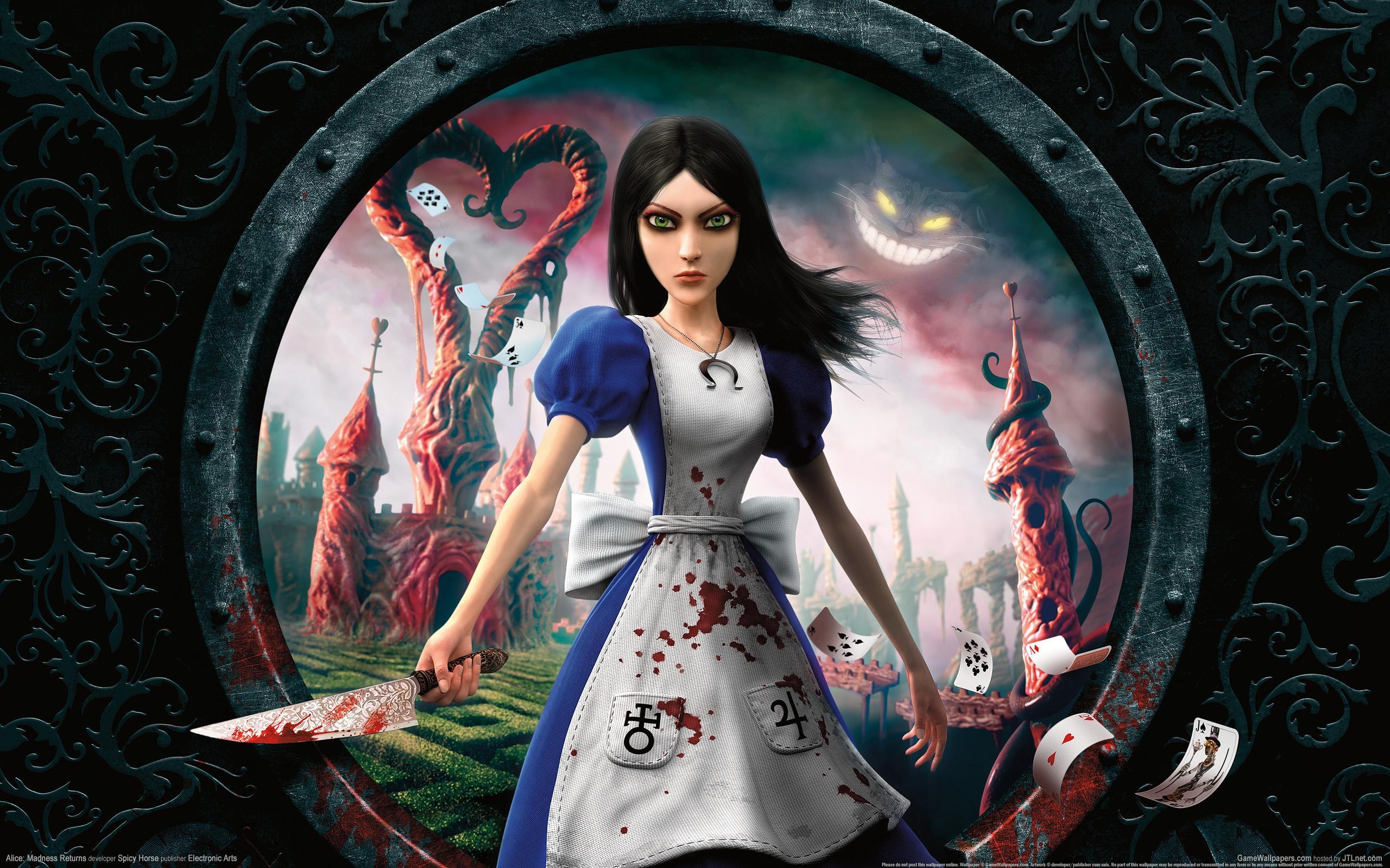 Обои карты, кровь, Алиса, нож, Alice Madness Returns на телефон и рабочий  стол, раздел игры, разрешение 2560x1600 - скачать