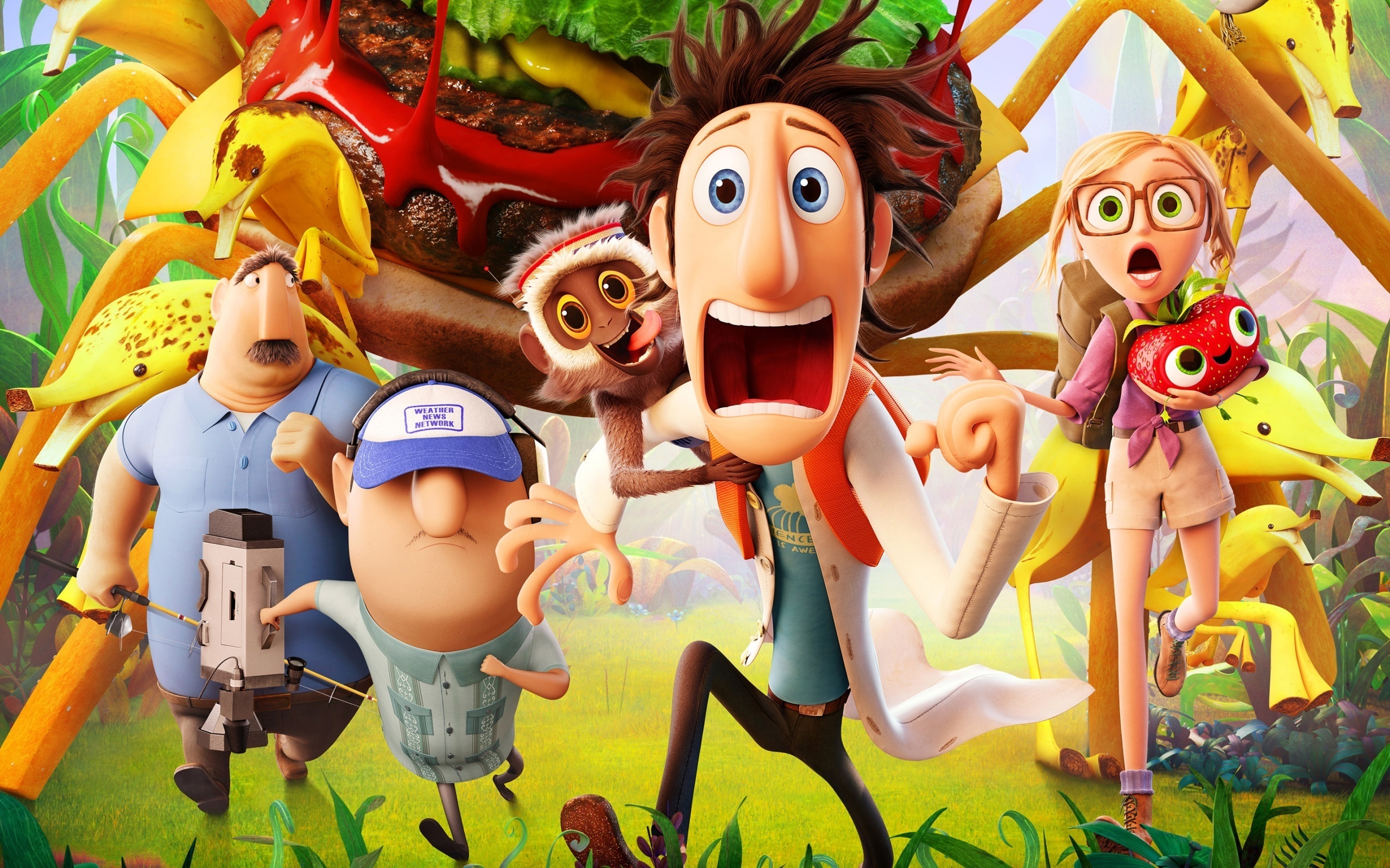 Обои мультфильм, 2013, Movie, Месть ГМО, Облачно, возможны осадки, Cloudy  with a Chance of Meatballs2 на телефон и рабочий стол, раздел фильмы,  разрешение 2560x1600 - скачать