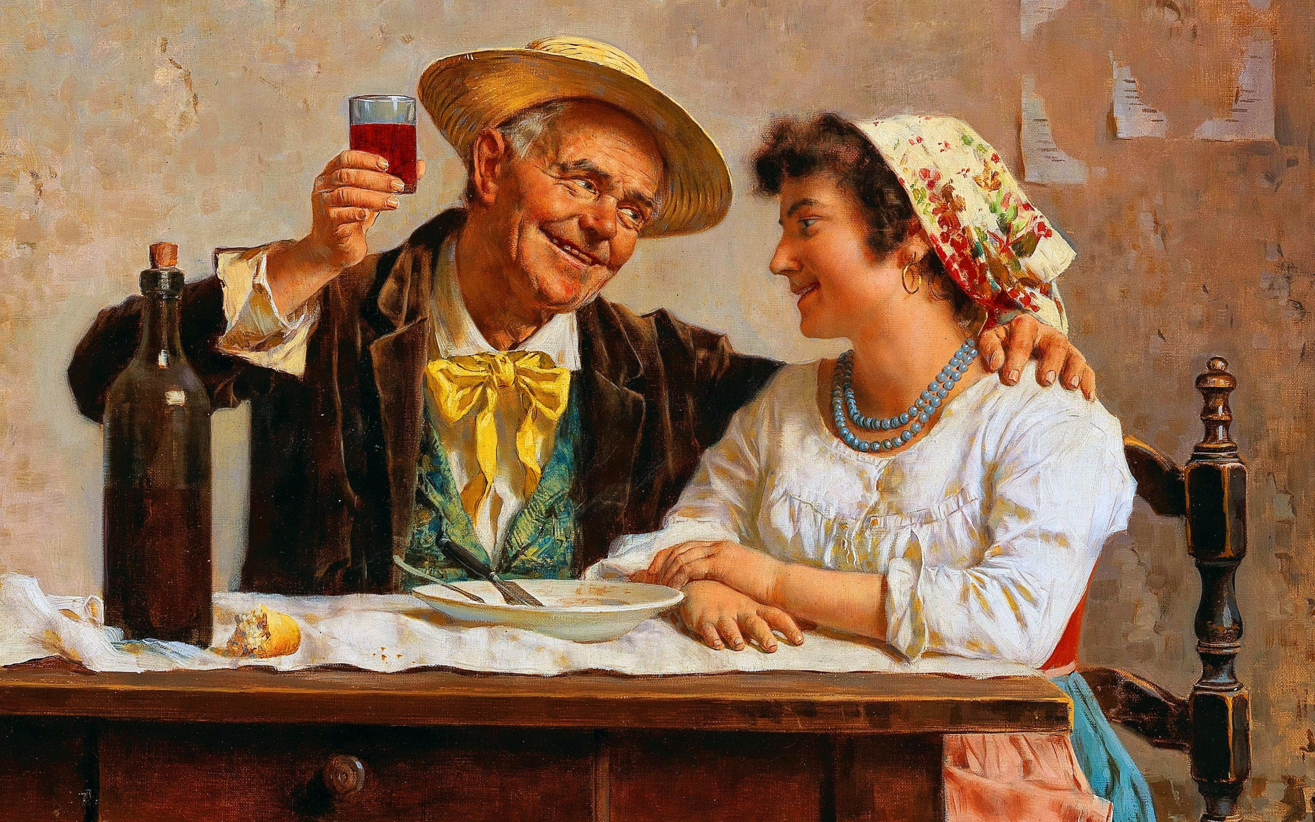 Мамы пьют вино. Эдуардо Евгенио Зампиги. Художник Eugenio Eduardo Zampighi (. Эухенио Зампиги (1859–1944). Eugenio Zampighi (1859 - 1944) - итальянский художник.