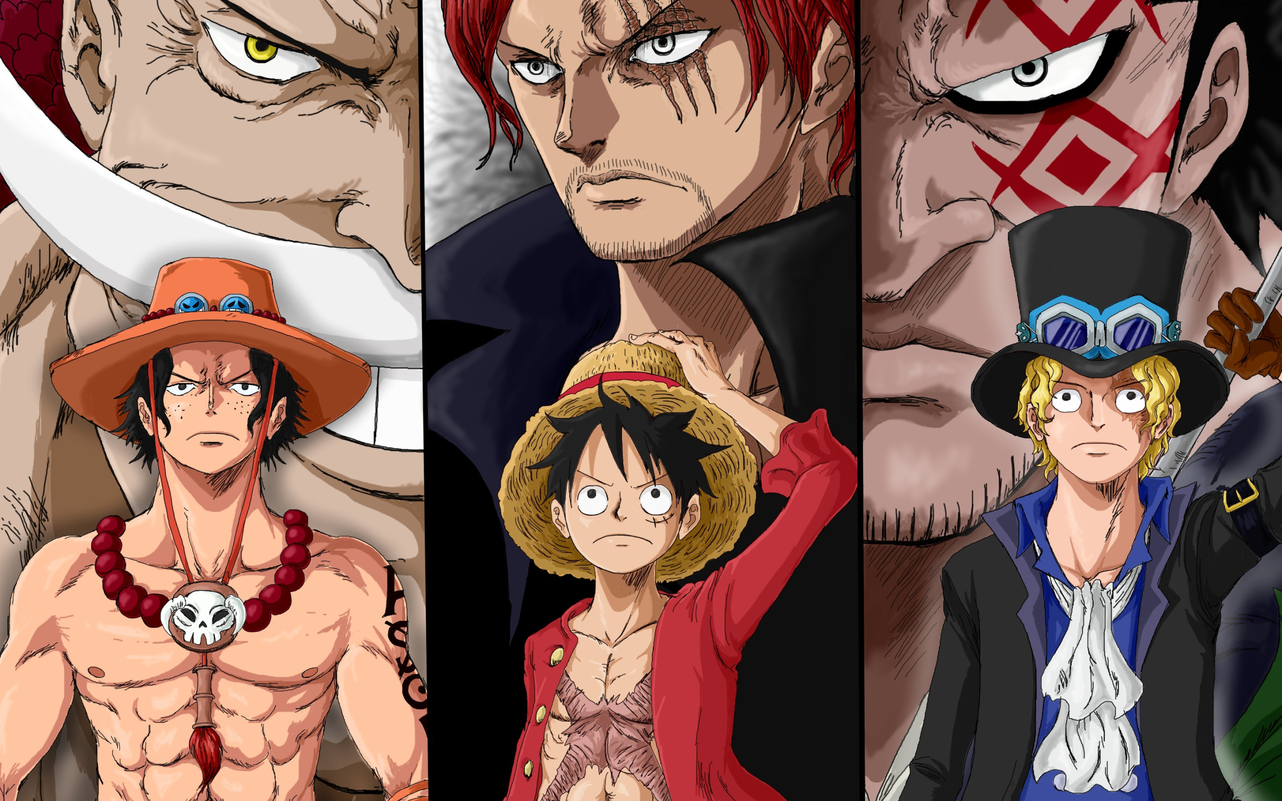 Скачать обои skull, One Piece, pirate, hat, anime, captain, asian, Shanks,  раздел сёнэн в разрешении 2560x1600