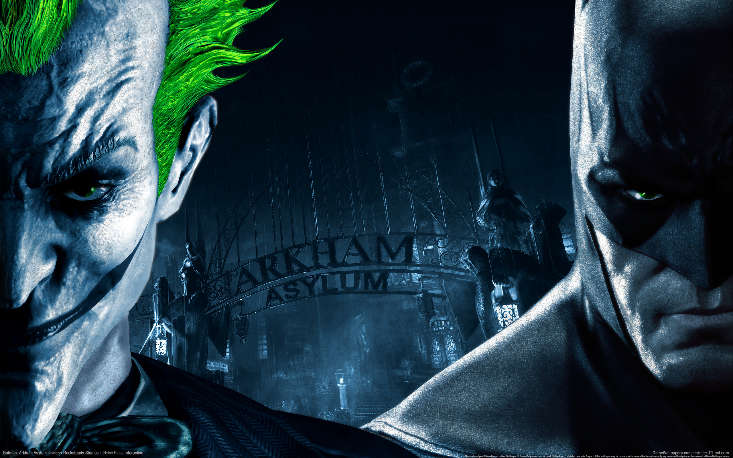 Скачать обои джокер, ворота, batman arkham asylum, раздел игры в разрешении  2560x1600