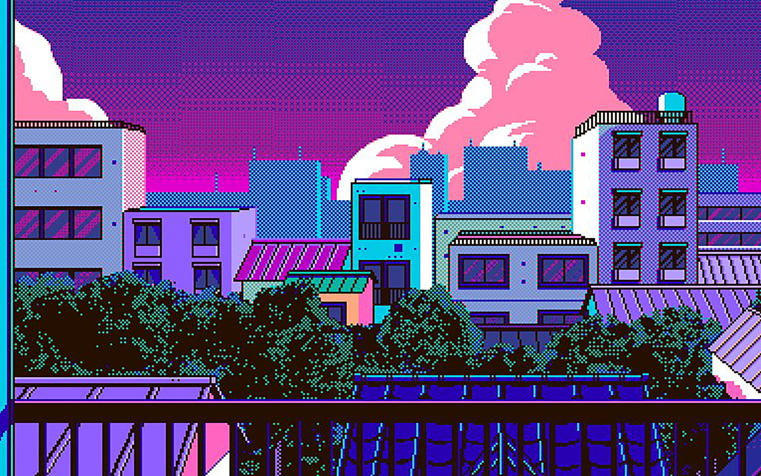 Скачать обои city, anime, 8-bit, раздел город в разрешении 2560x1600