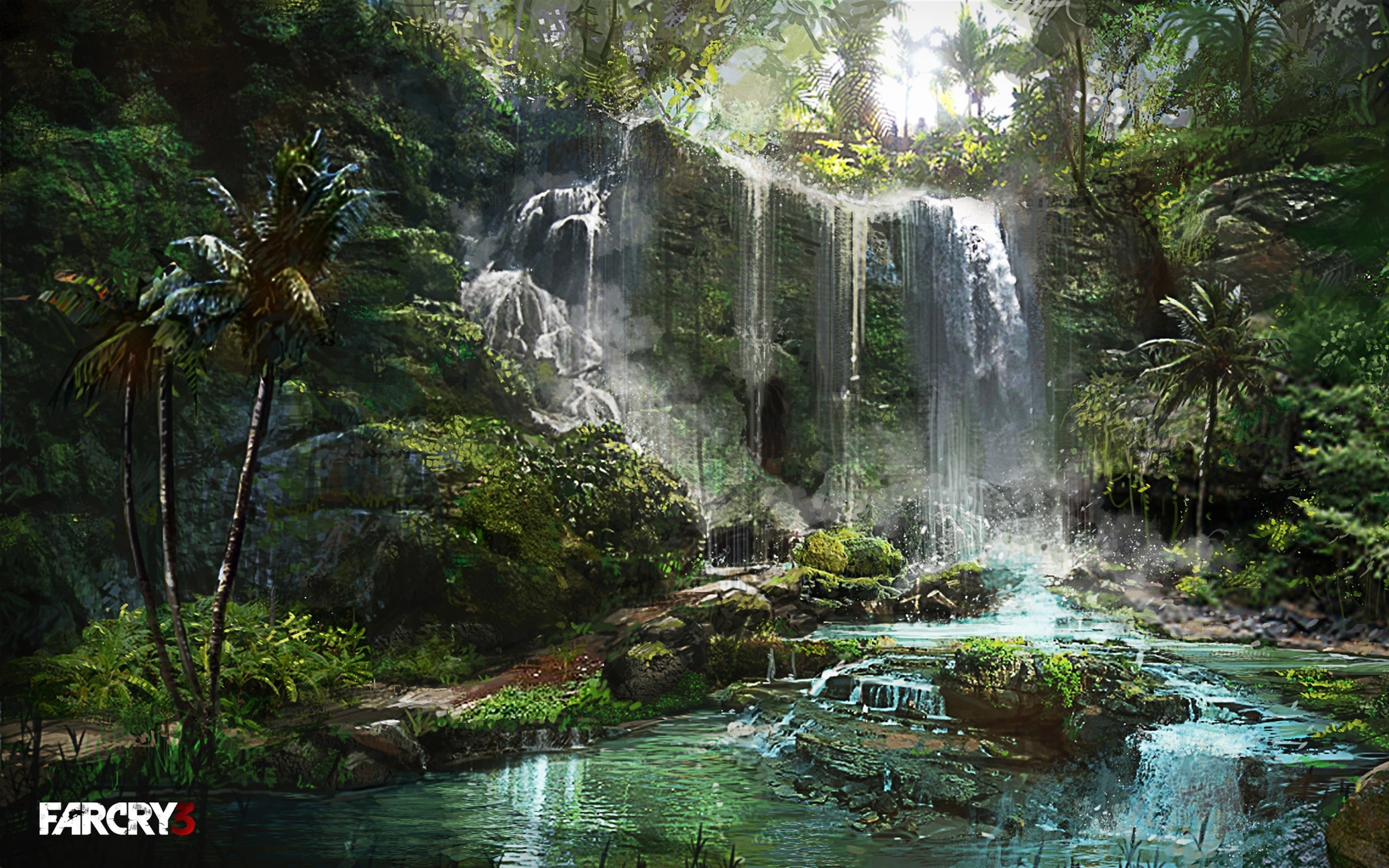 Скачать обои Игра, Водопад, Far Cry 3, Атмосфера, раздел игры в разрешении  2560x1600