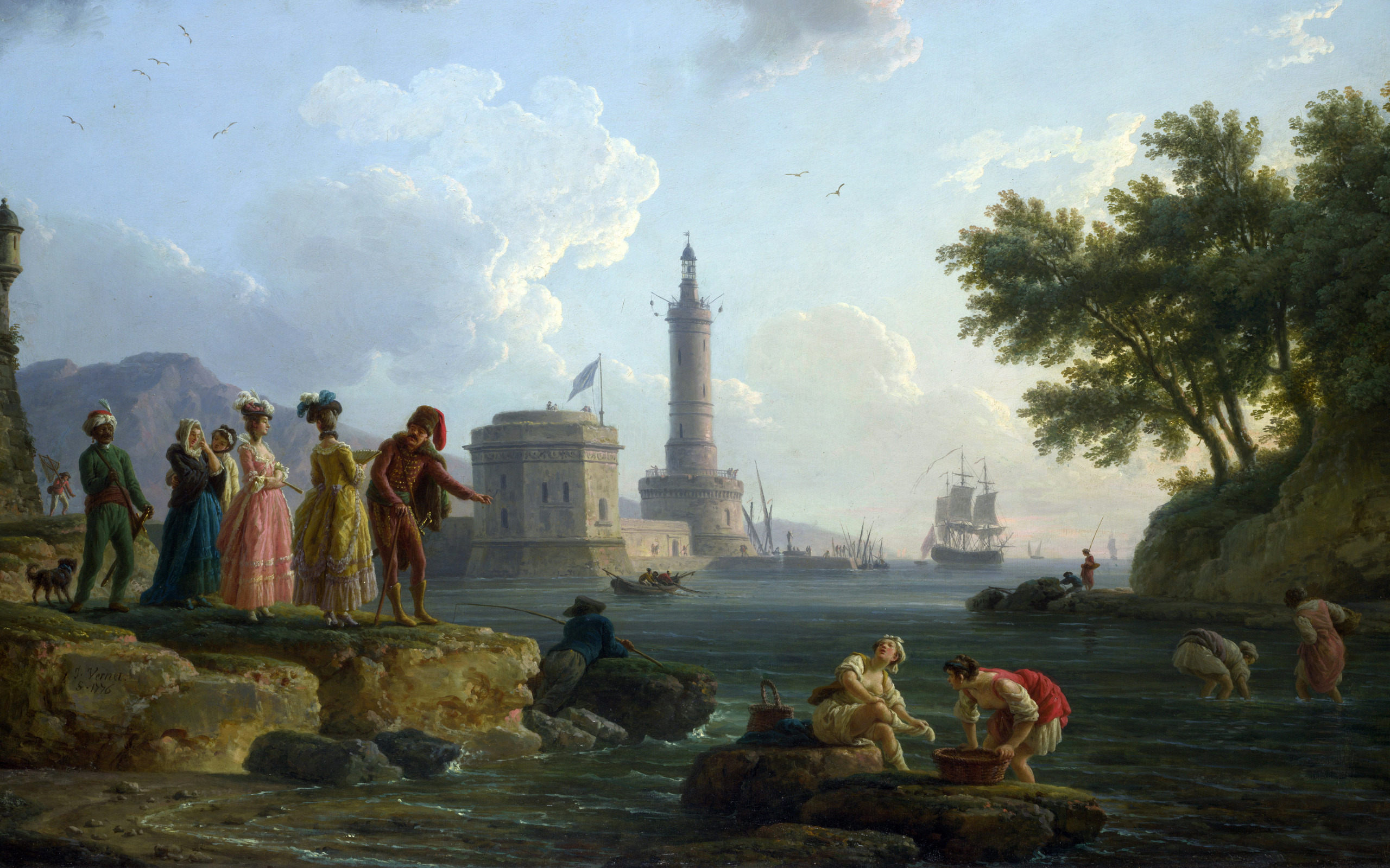 Старая картина обои. Joseph Vernet (1714-1789).