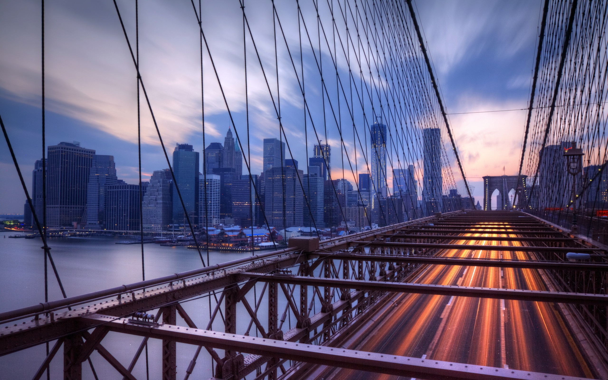 Обои город, NYC, Brooklyn Bridge на телефон и рабочий стол, раздел город,  разрешение 2560x1600 - скачать